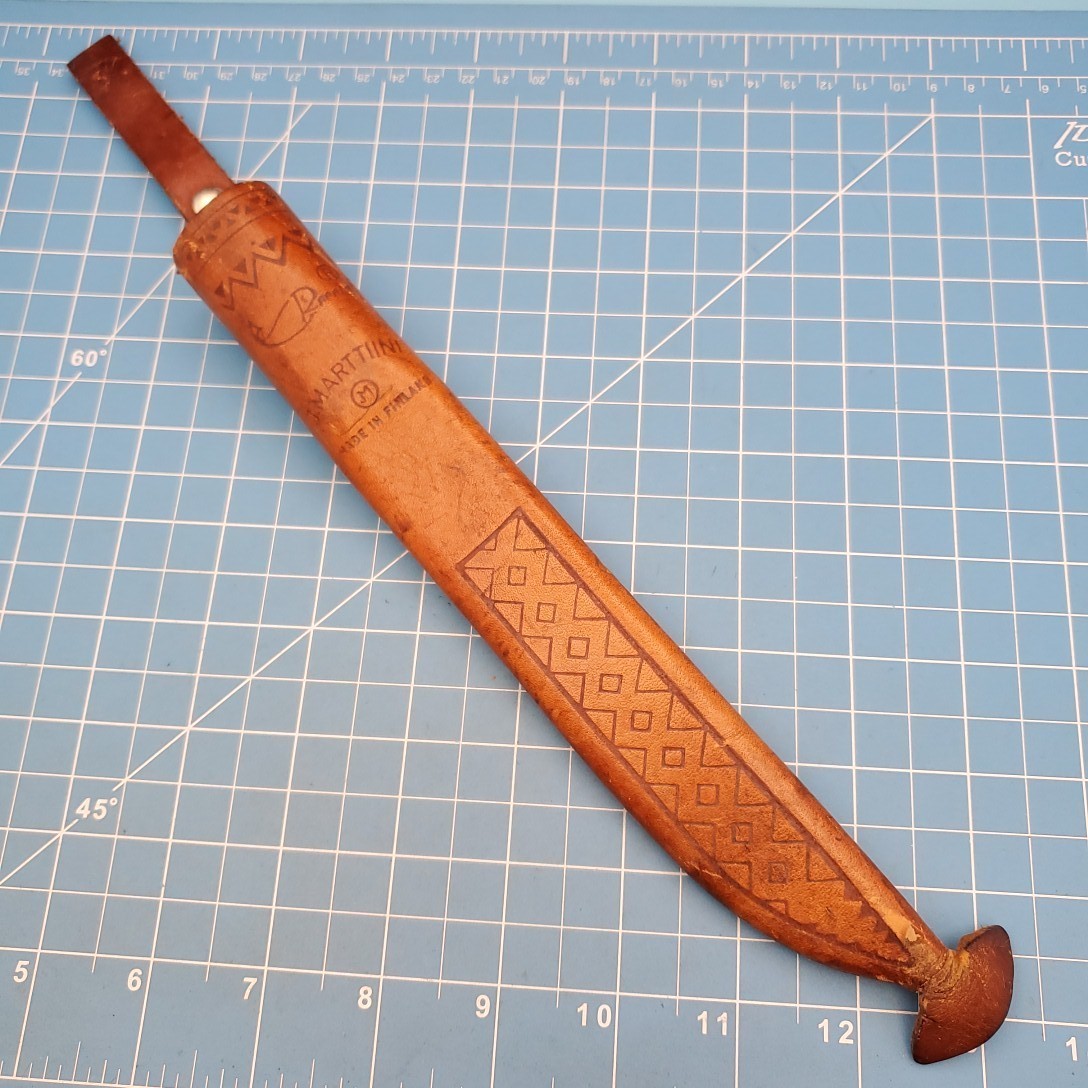VTG J Marttini Fixed Blade Knife Sheath Brown Leather Belt Pouch Case 13.5\