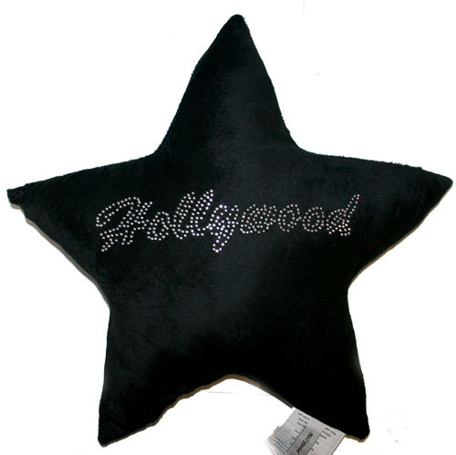 Hollywood Star Studded Plush Pillow - Black- 3672