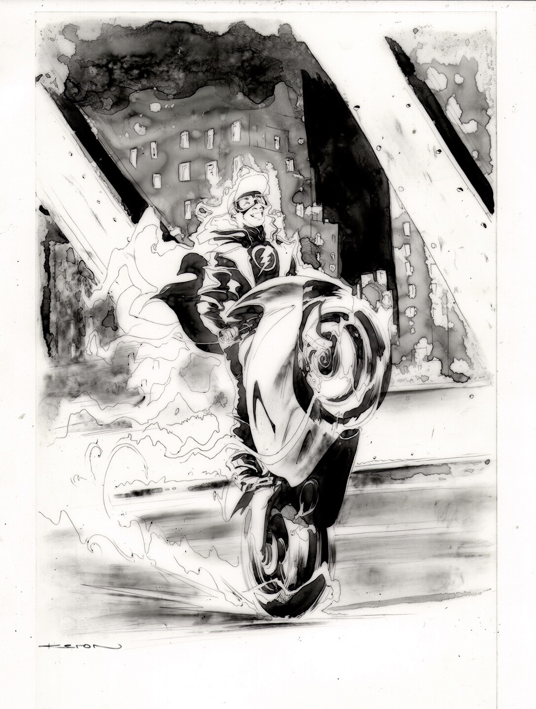 KERON GRANT DC COMICS STATI INK WASH ILLUSTRATION KERON GRANT DC COMICS STATI INK WASH ILLUSTRATION