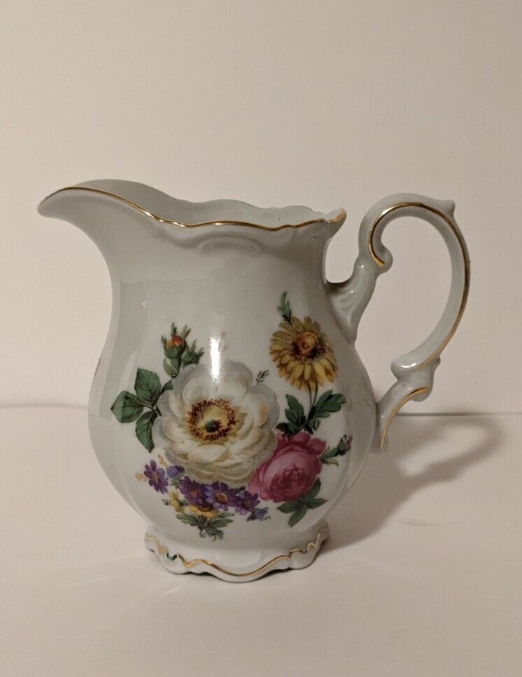 Vtg Mitterteich Bavaria Meissen Floral pitcher/creamer Made in Germany 5