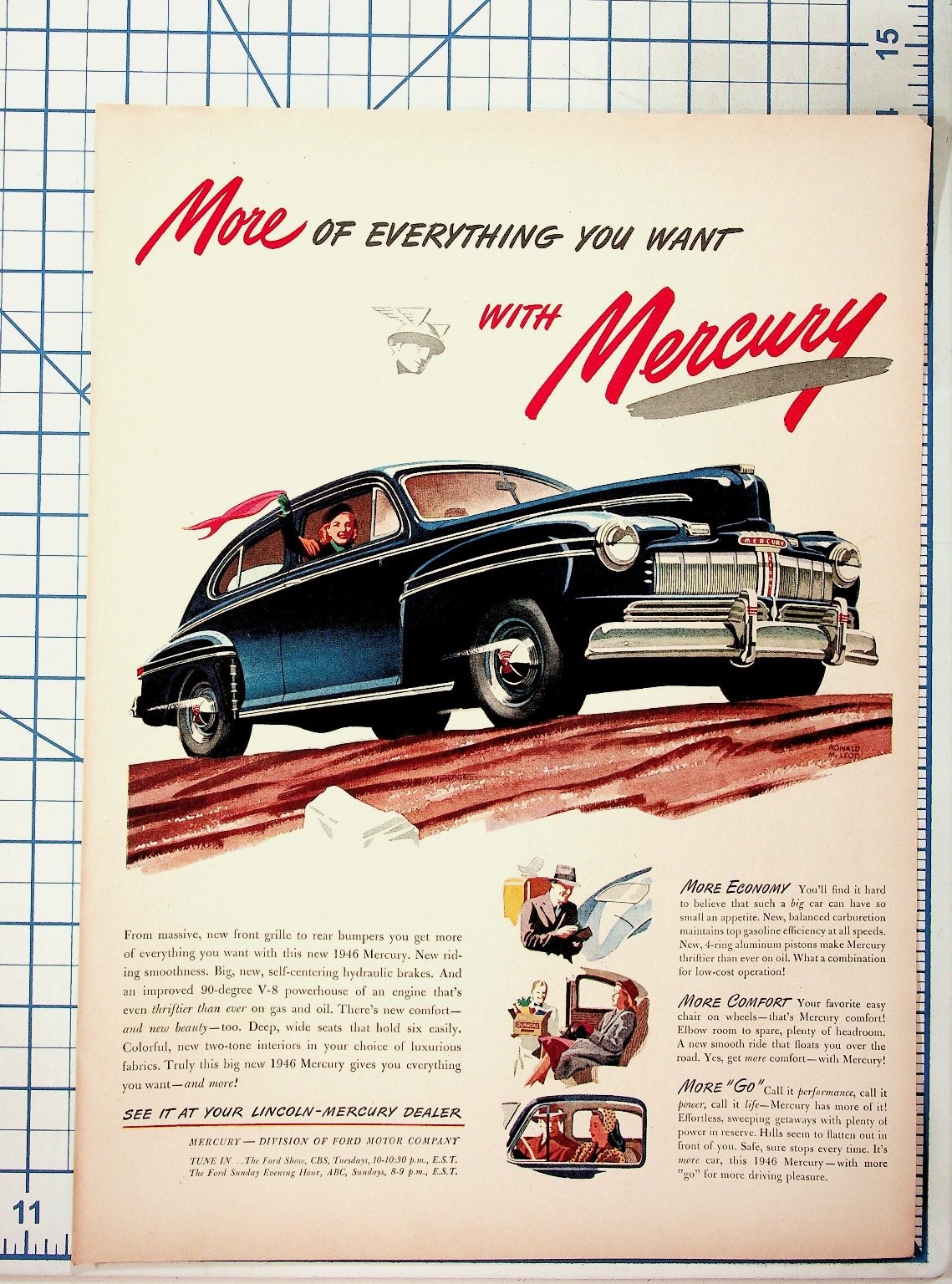 1946 Mercury Car Vintage Print Ad Ronald McLeod Art Ford Motor Company Auto 1946 Mercury Car Vintage Print Ad Ronald McLeod Art Ford Motor Company Auto