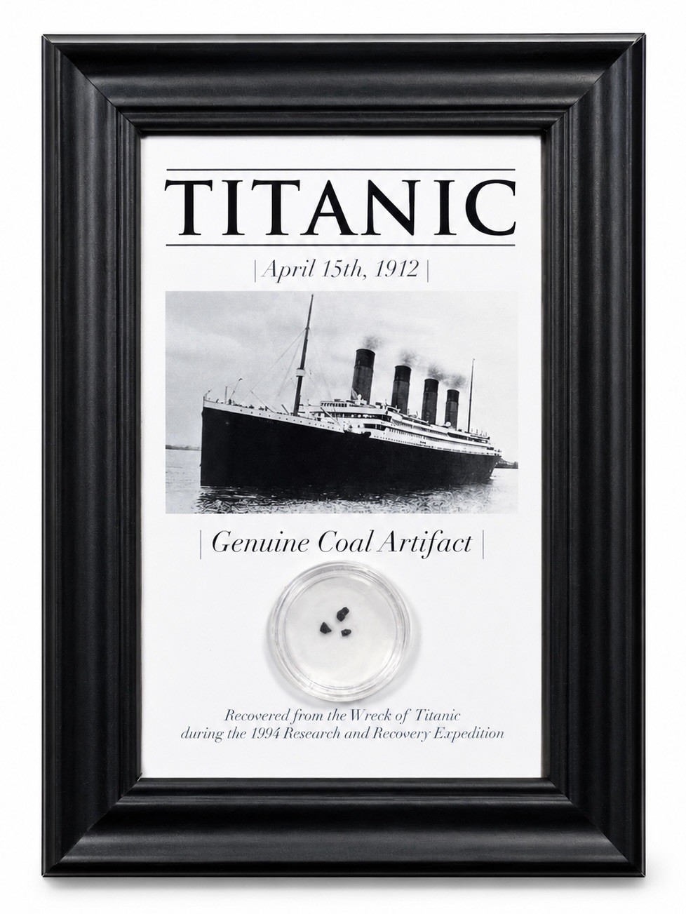 TITANIC COAL | Framed Artifact Display | 5x7in | w/ COA | Genuine Wreck Artifact