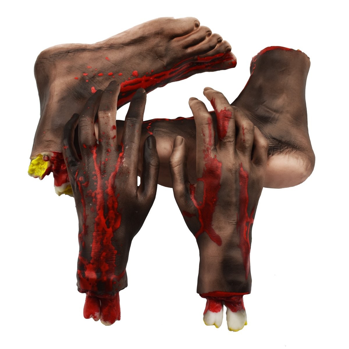 Xonor Halloween Severed Hands Feet Set Scary Bloody Broken Body Parts Xonor Halloween Severed Hands Feet Set Scary Bloody Broken Body Parts