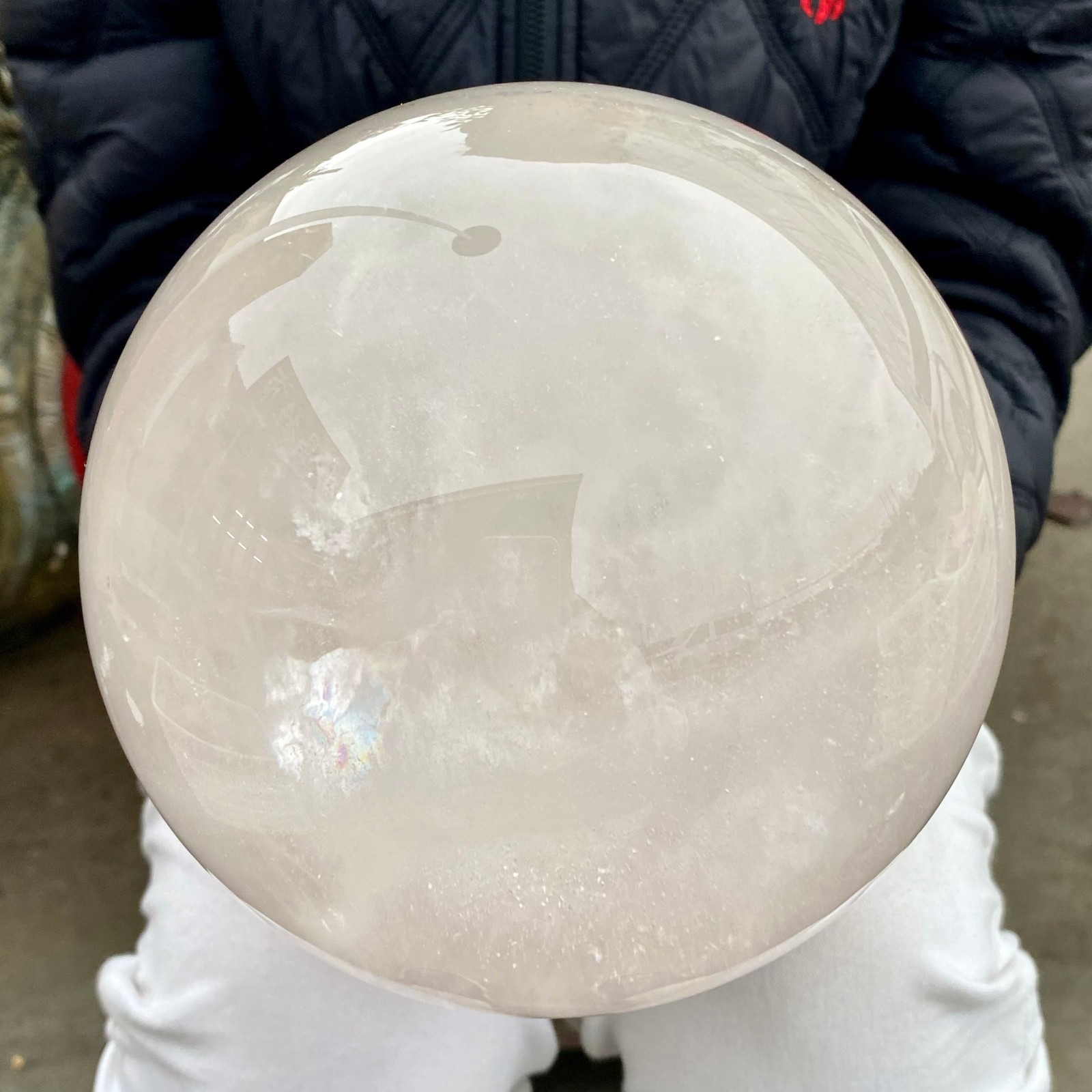 11.66LB Large Natural White Crystal Clear Quartz Crystal Sphere Ball Healing