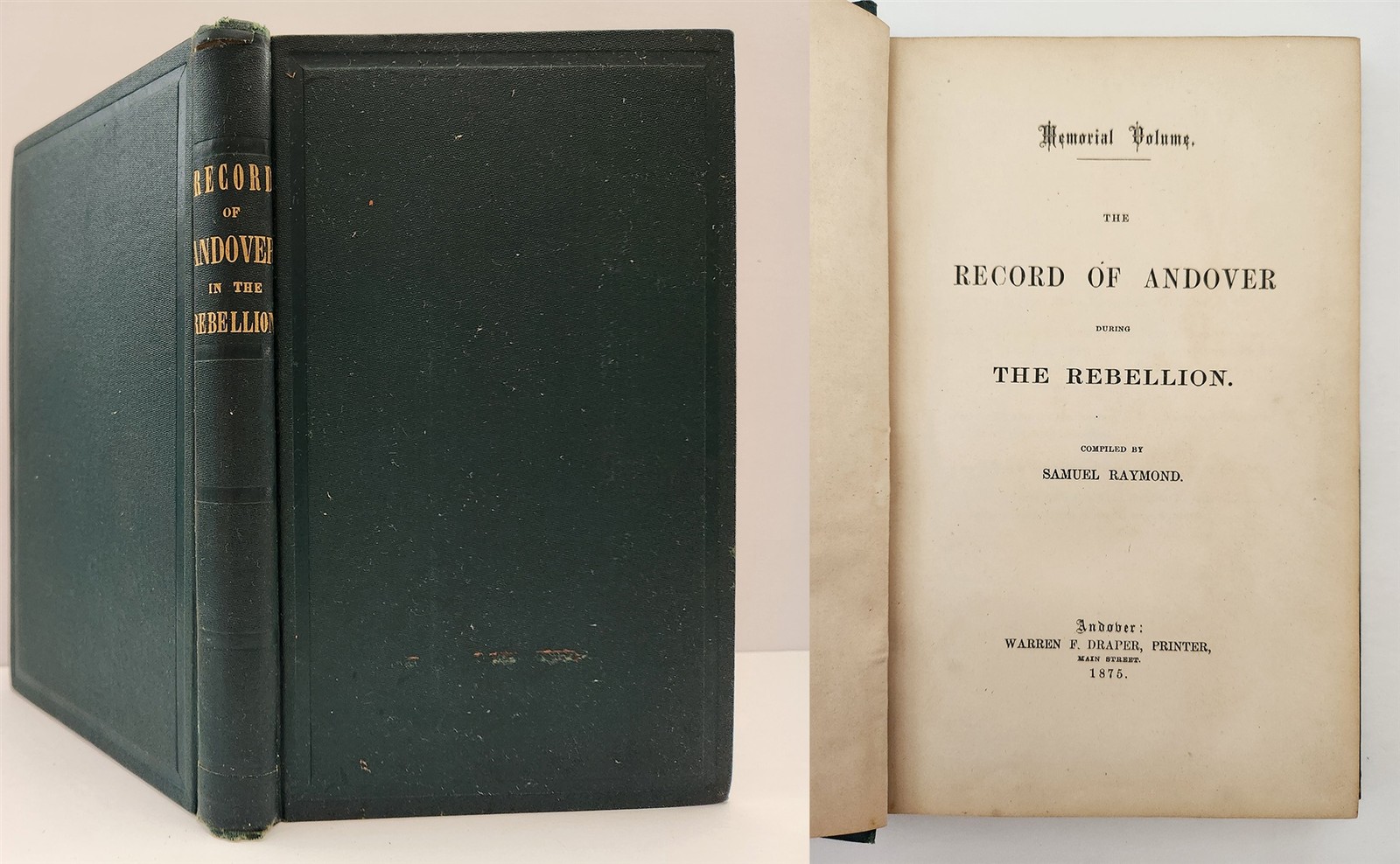 1875 antique CIVIL WAR SOLDIERS andover ma RECORD BATTLES CASUALTIES history