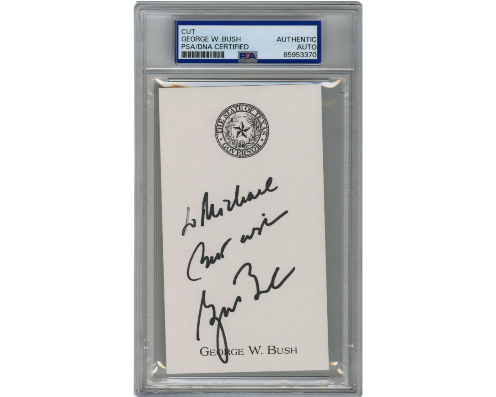 President George W. Bush Signed Cut as Texas Governor \