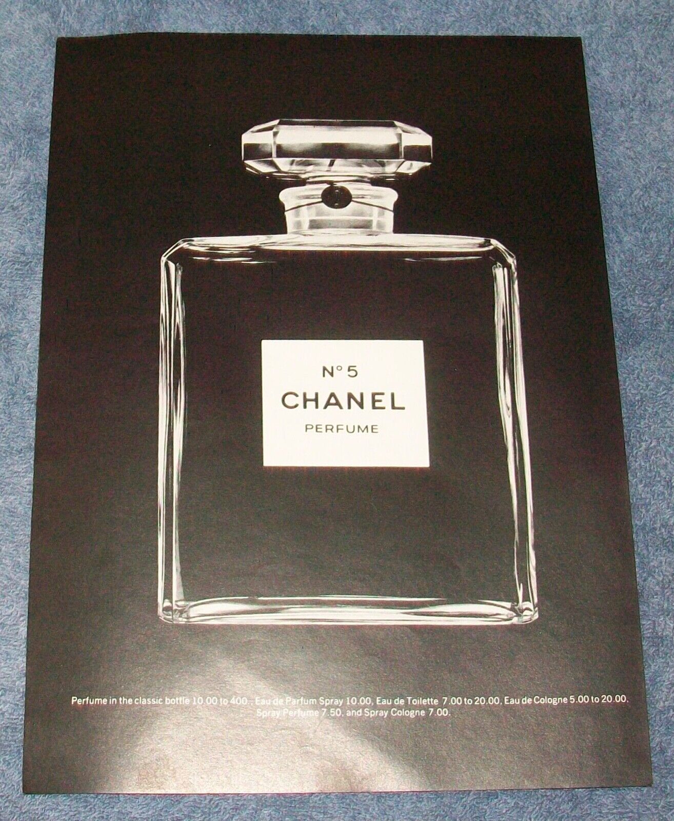 1974 Chanel No. 5 Vintage Perfume Ad Classic Bottle Shot