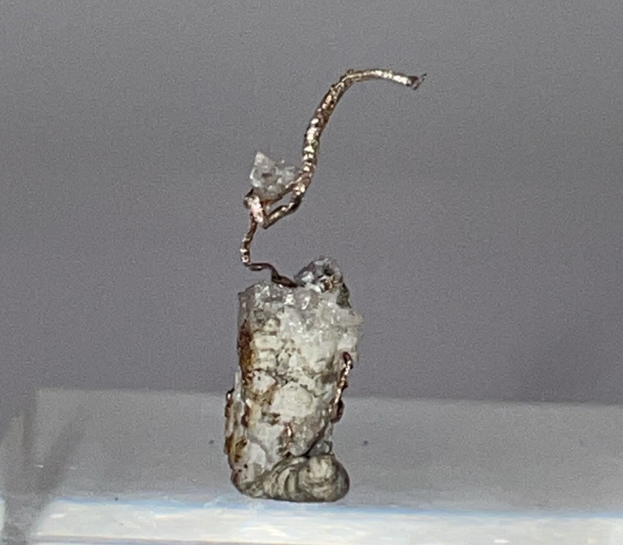 UNIQUE NATIVE SILVER IN QUARTZ MICROMOUNT-UCHUCCHACUA MINE,PERU