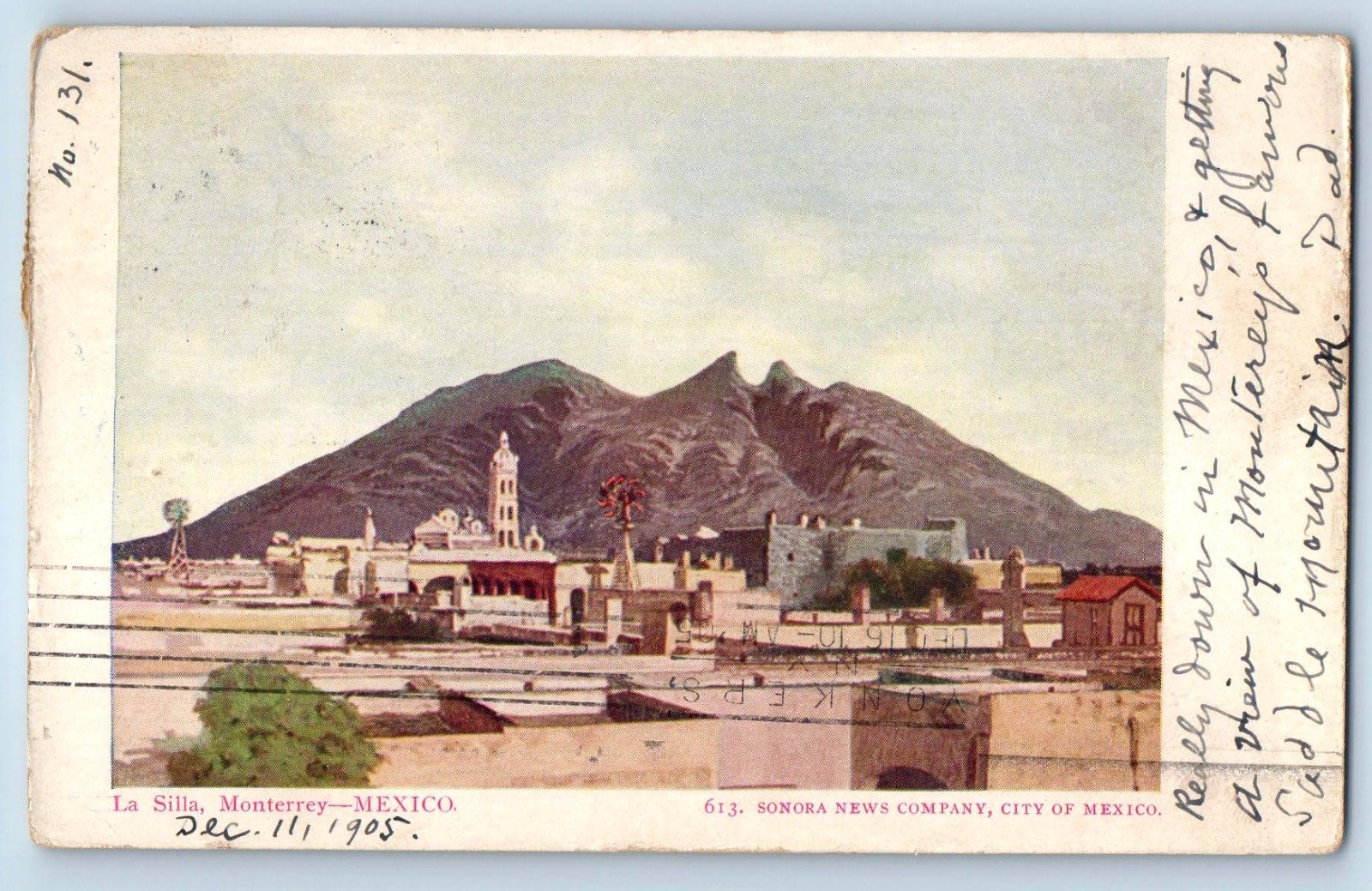 Monterrey Nuevo León Mexico Postcard View of The Chair 1905 Antique Posted