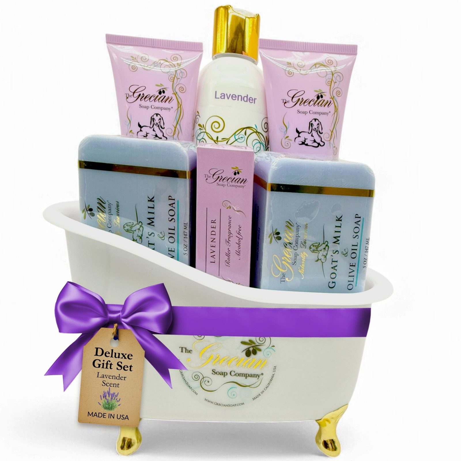 Grecian Soap Co 6pc Goat Milk Olive Oil Skin Care Set Lavender Gift