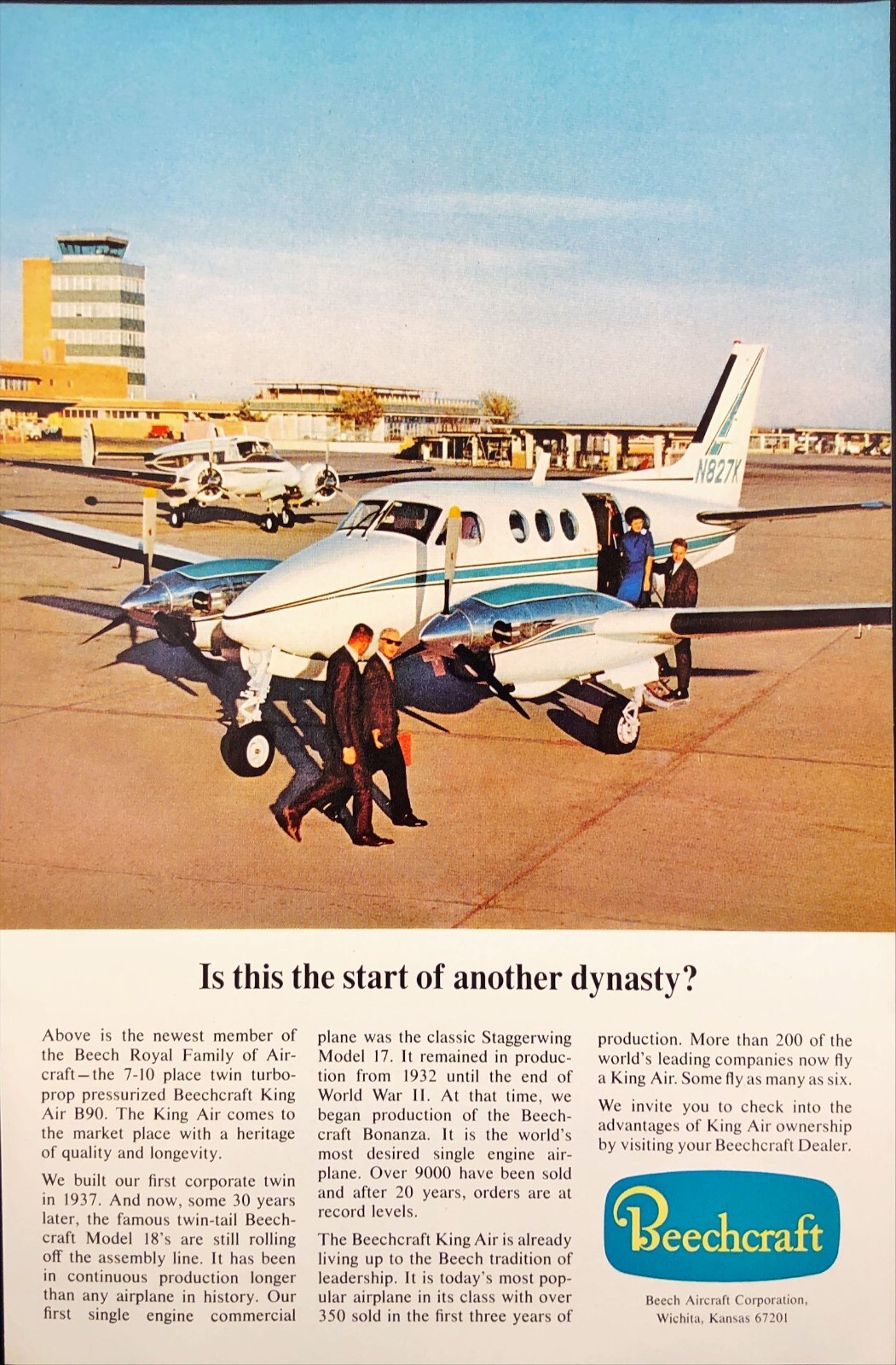 1968 Beechcraft King Air B90 Wichita Kansas Vintage Print Ad