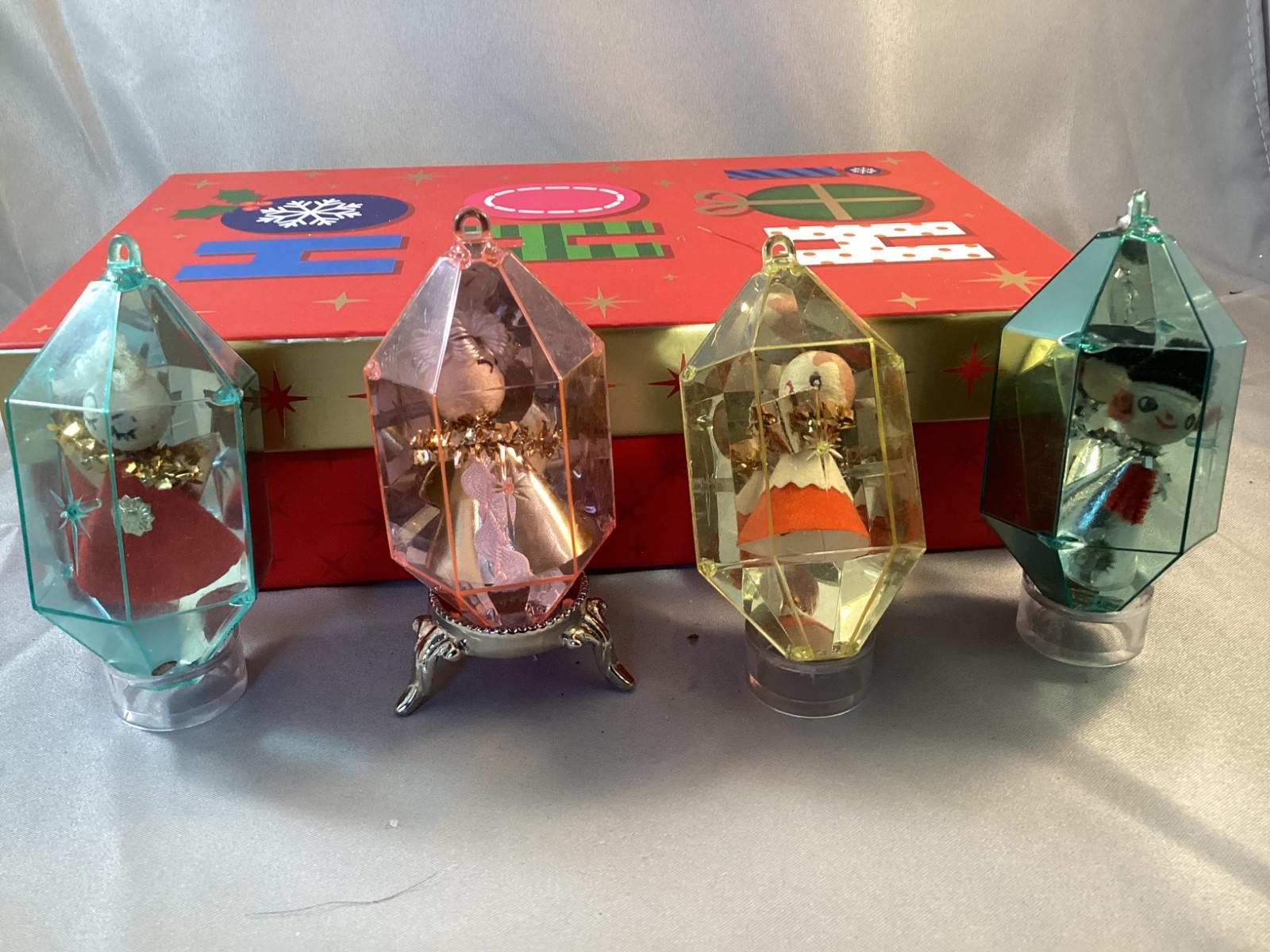 Vintage Jewel Brite Diorama Ornaments - Set of 4 Vintage Jewel Brite Diorama Ornaments - Set of 4