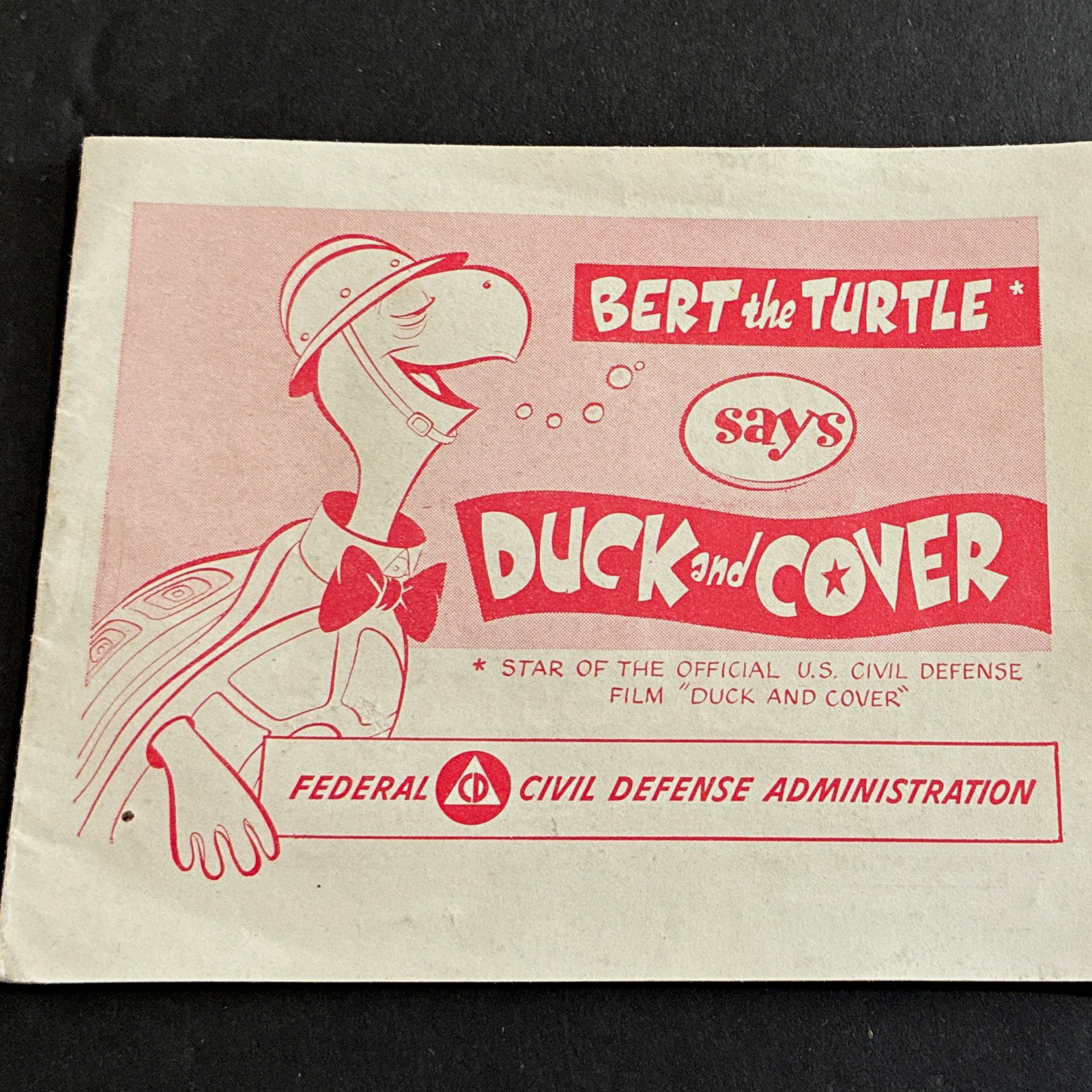 1951 Vintage Bert the Turtle Duck & Cover Civil Defense Cartoon Booklet Pamphlet