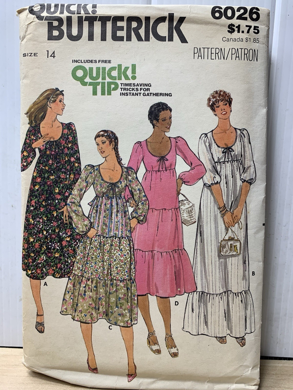 VTG Butterick Quick 6026 Size 14 Misses Dress UNCUT