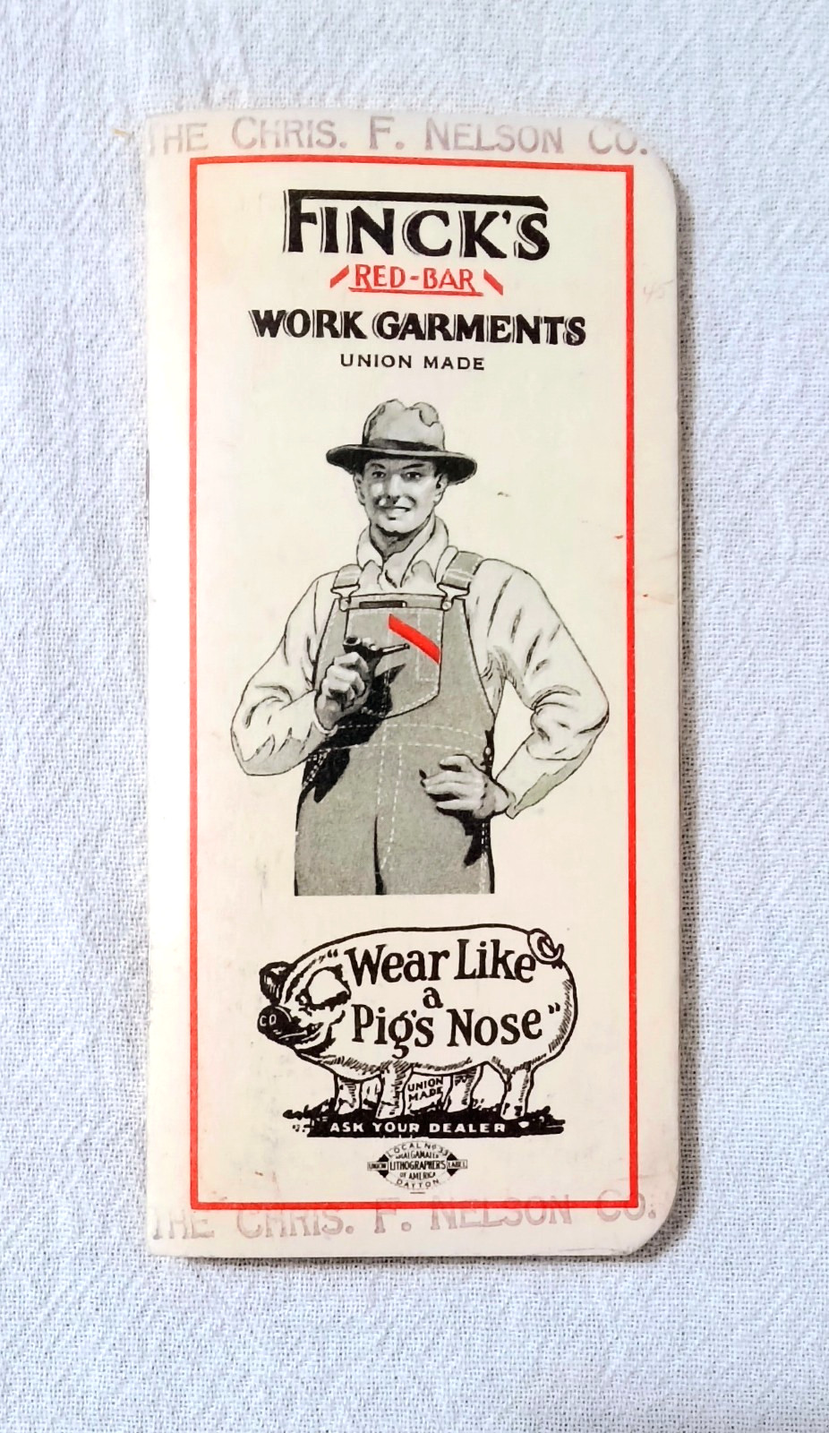 VINTAGE FINCK'S RED BAR WORK GARMENTS BOOKLET WEAR LIKE A PIGS NOSE NO DATE