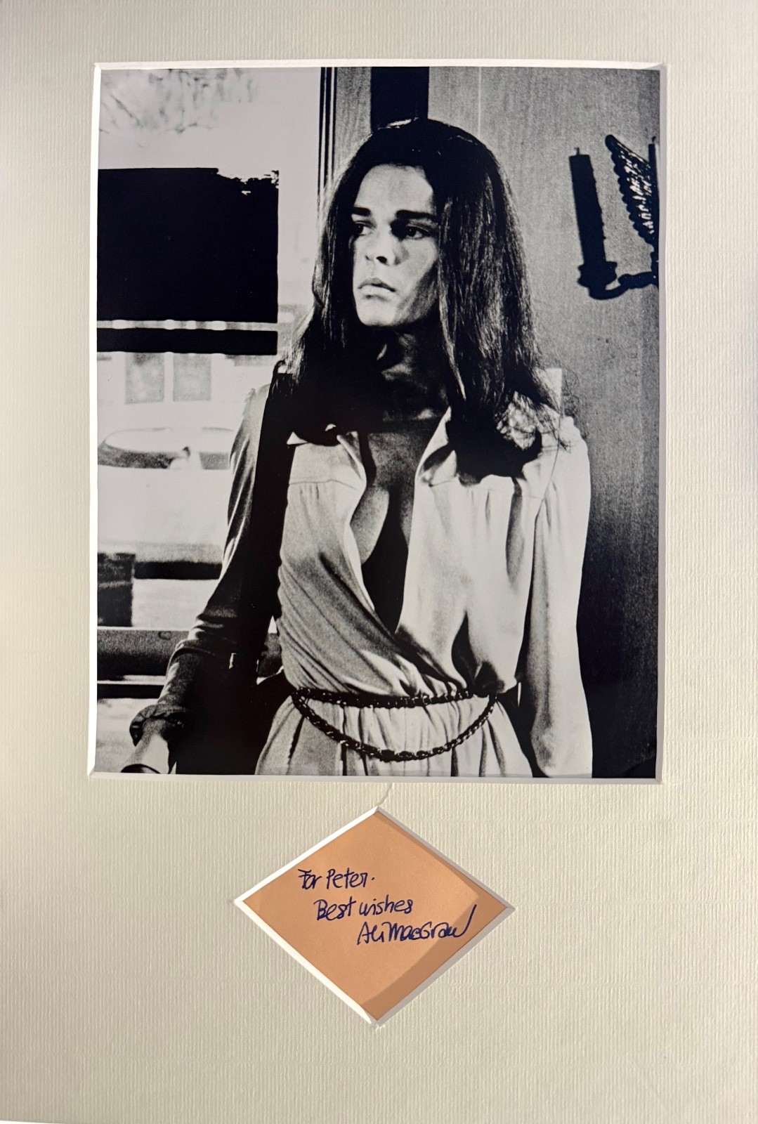 Ali MacGraw, Famous U.S Actress, Hand Signed Card, Mounted Photo With COA