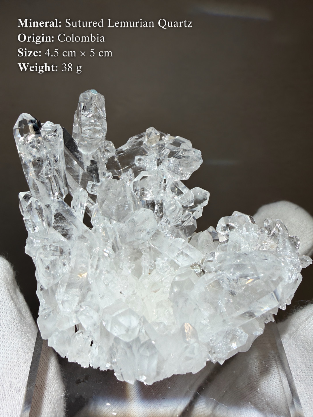 Colombian Faden Lemurian Quartz Cluster 38g Clear Crystal Mineral Specimen