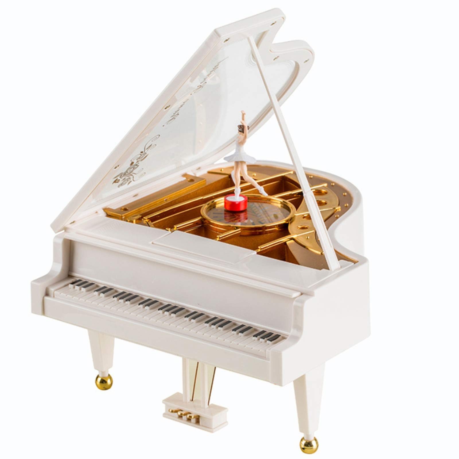 White Piano Ballerina Music Box Mechanical Classical Ballet Girl Dancing Gift