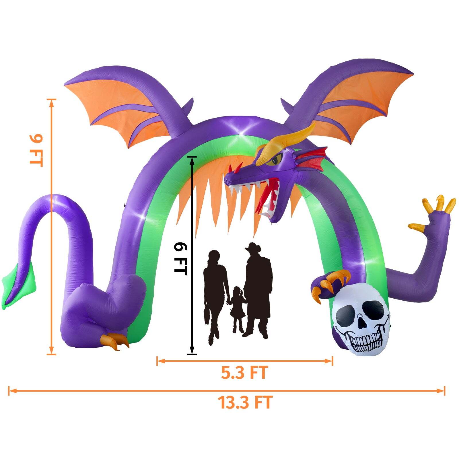 9FT HALLOWEEN DRAGON ARCHWAY LED OUTDOOR INFLATABLE