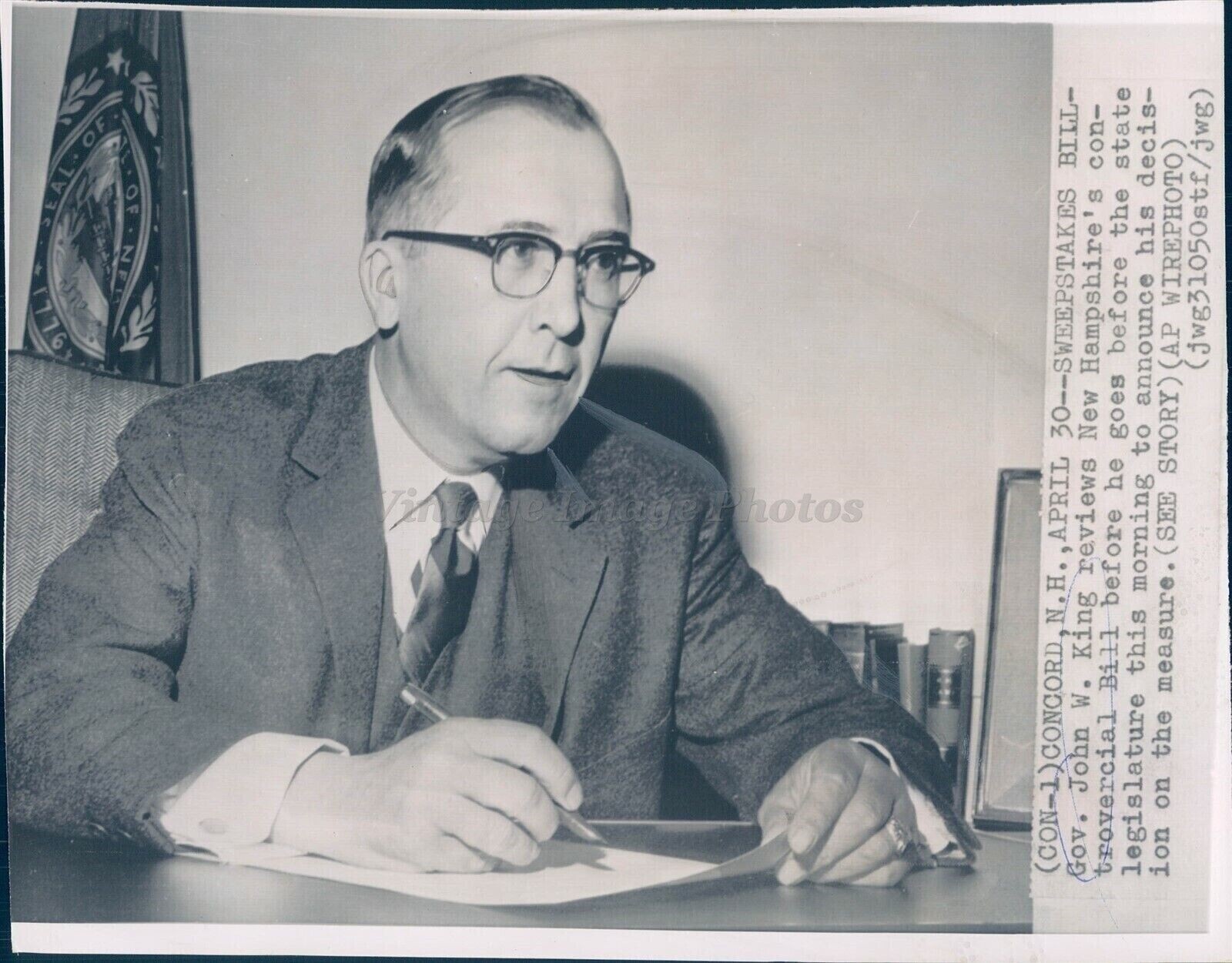 1963 Governor John King NH Controversial Bill Politics Legislature Concord Photo