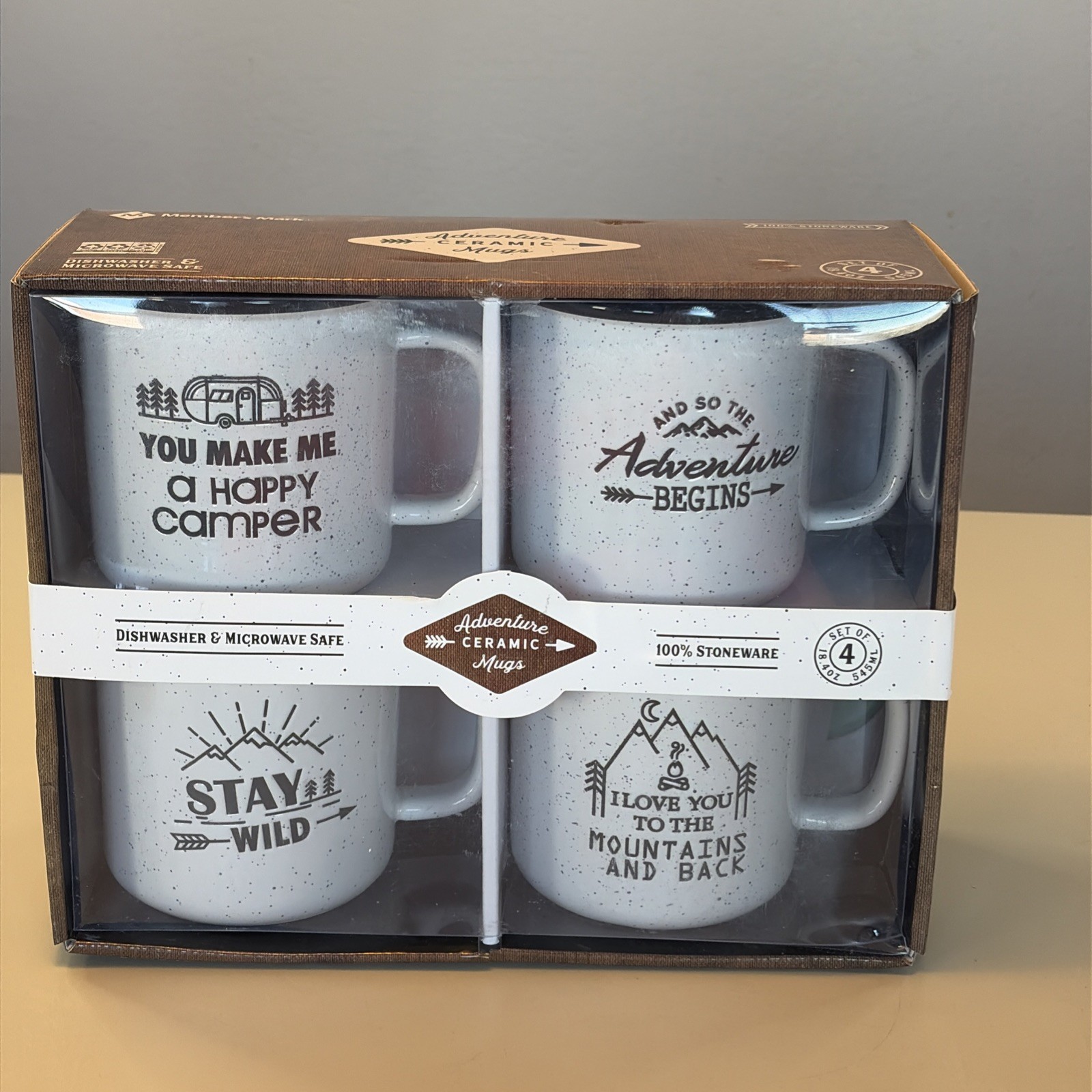 Members Mark Adventures Ceramic Mugs Stay Wild Happy Camper Adventure Begins New