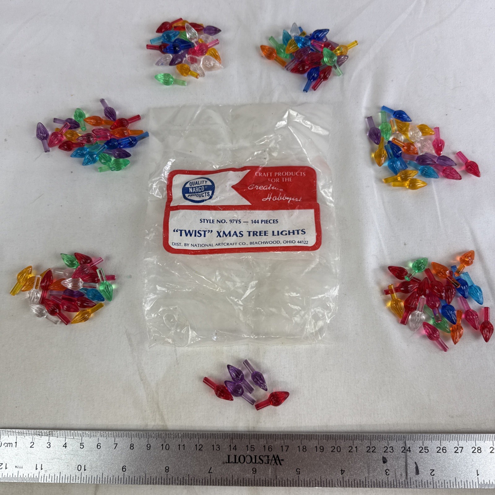 Vintage Narco Twist Christmas Ceramic Tree Peg Lights Multicolor  97YS 125 pc
