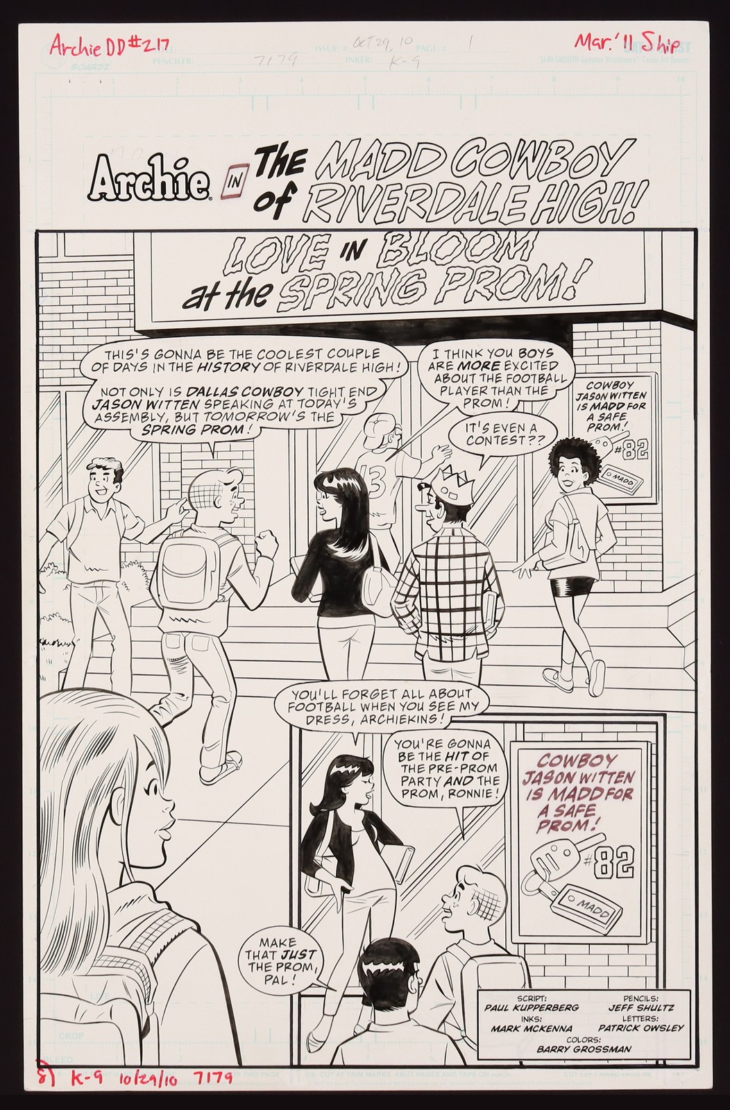 Original Art Archie's Double Digest #217 (2011) Complete 8 Page Story