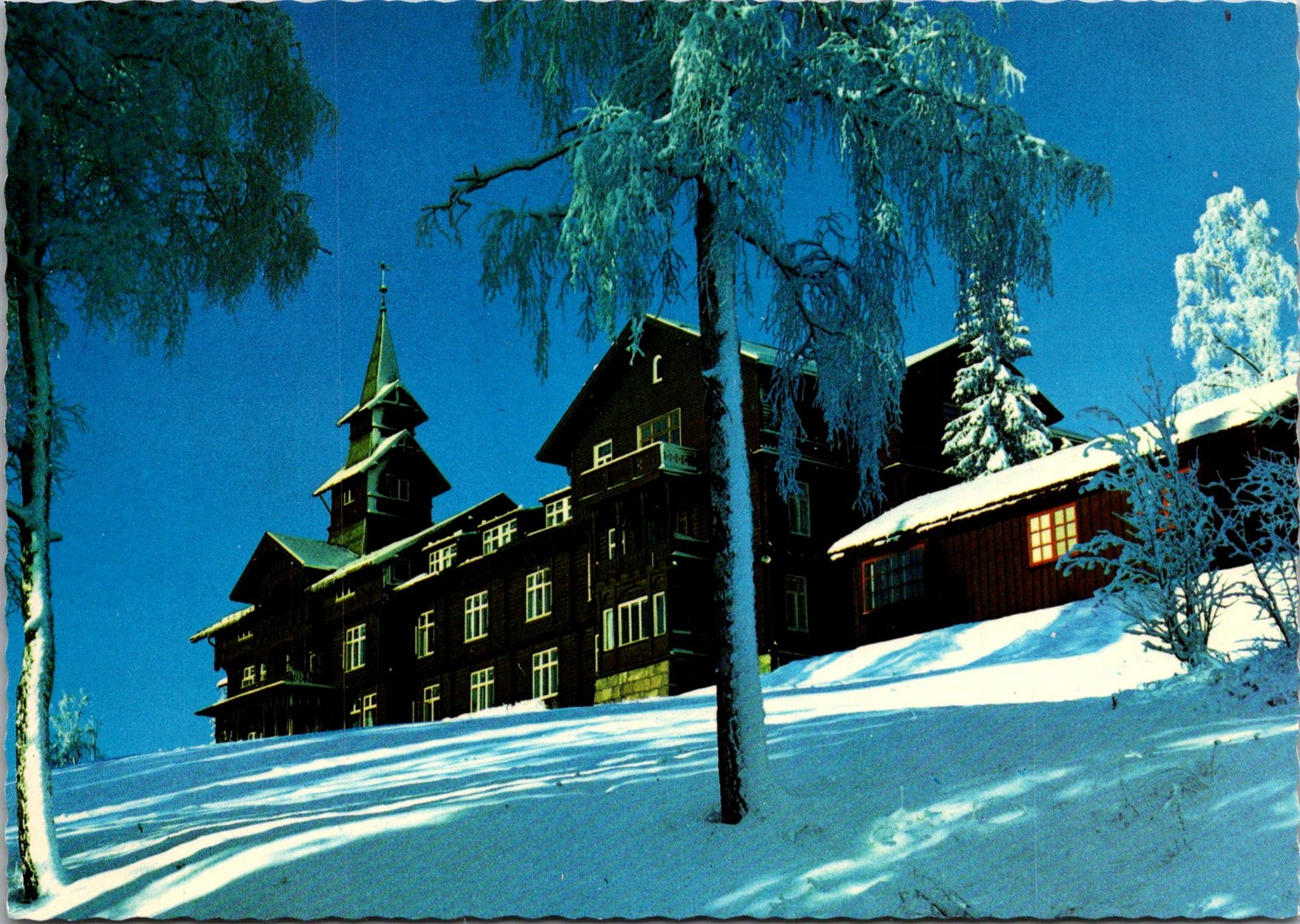 Oslo Norway Holmenkollen Turisthotel Snow Scene Vintage Postcard 4P23-20 Oslo Norway Holmenkollen Turisthotel Snow Scene Vintage Postcard 4P23-20