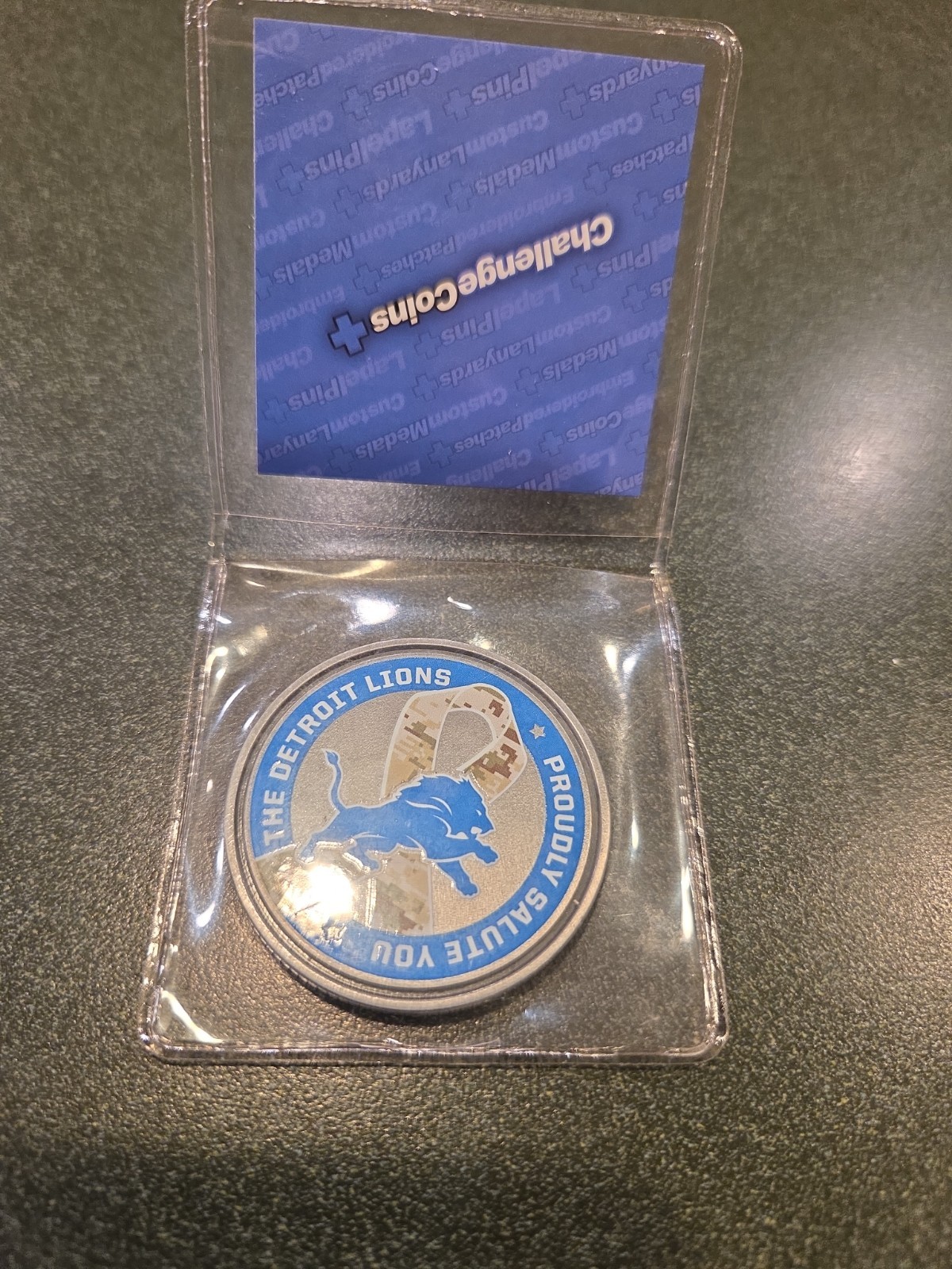 Rare Detroit Lions Veteran “Proudly Salute You” Challenge Coin Rare Detroit Lions Veteran “Proudly Salute You” Challenge Coin