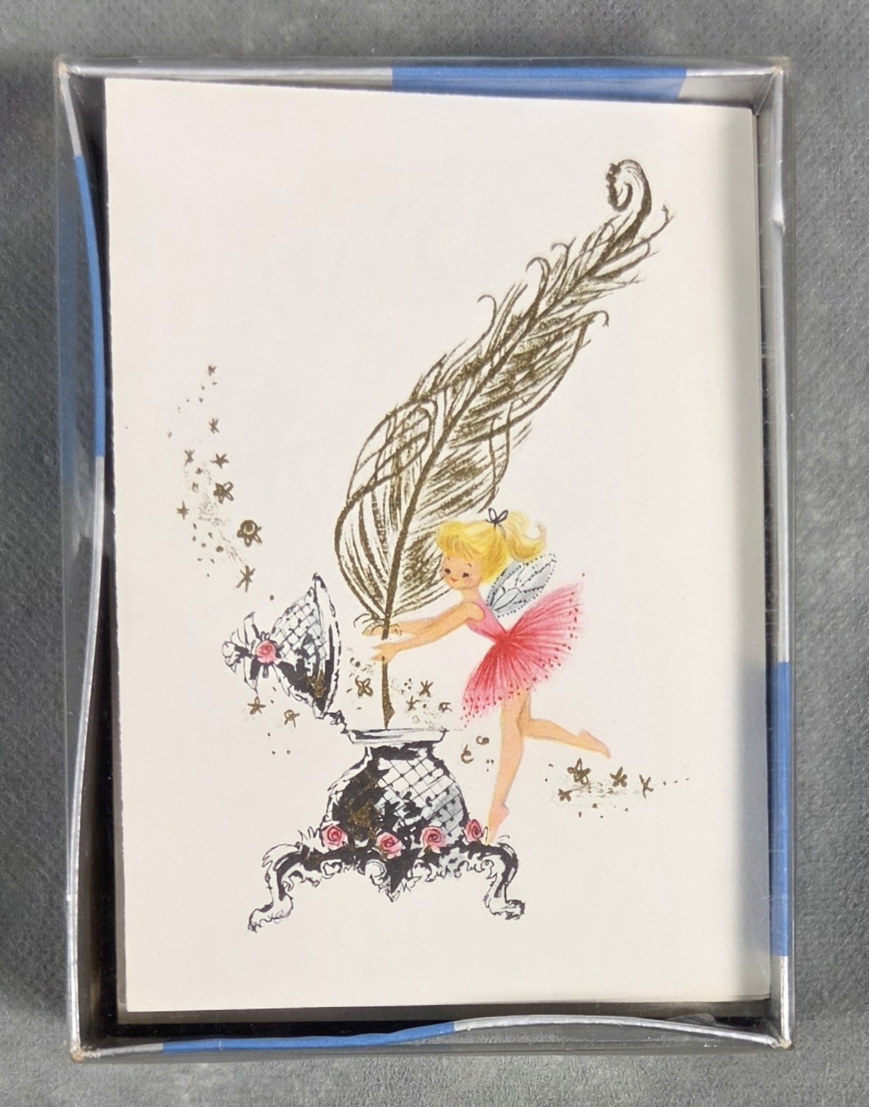 Vintage AMBASSADOR CARDS Boxed FAIRY INK & QUILL Notes Set of 10