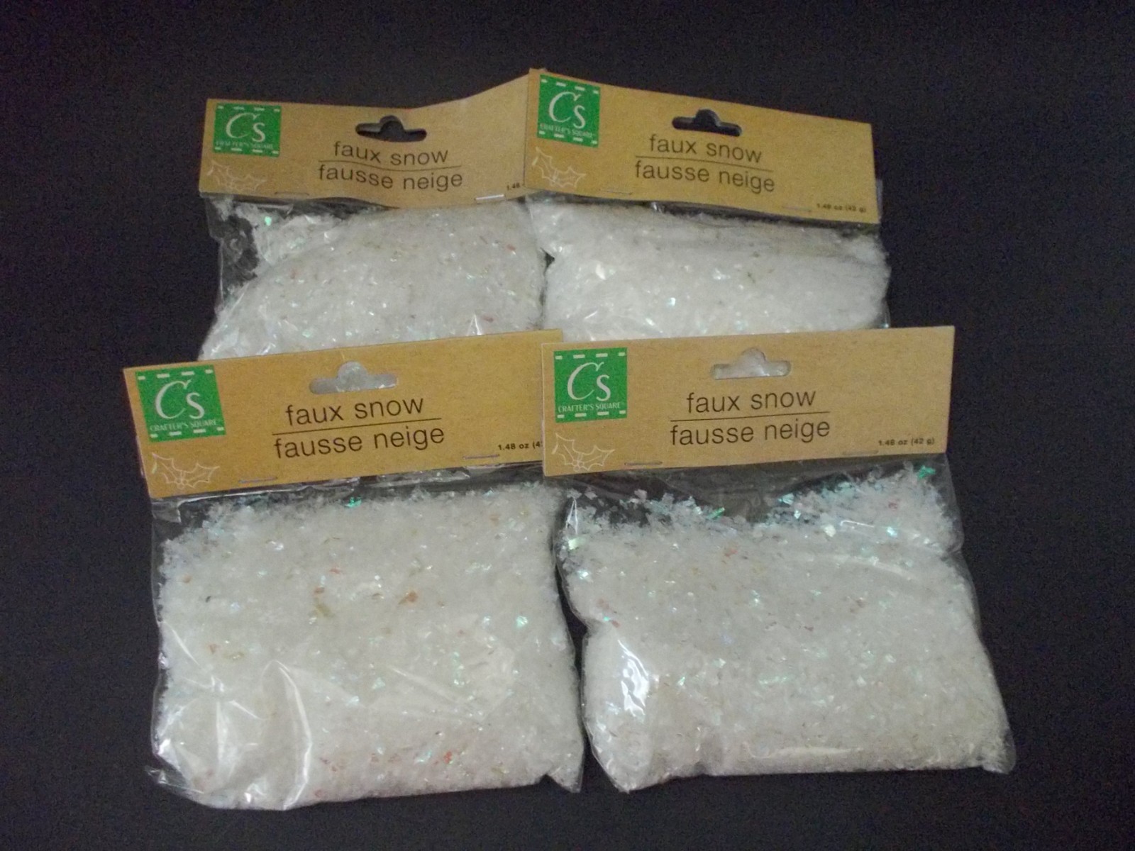 CRAFTER\'S SQUARE Lot of 4 Faux Iridescent Snow for Decorating CHRISTMAS Crafts