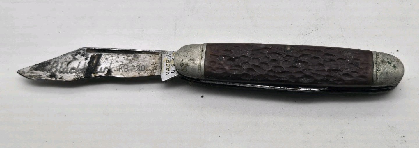 Vtg 1960s Blackhawk KB-20 Boker USA 2-Blade Pocket Knife Jigged Handle (122)