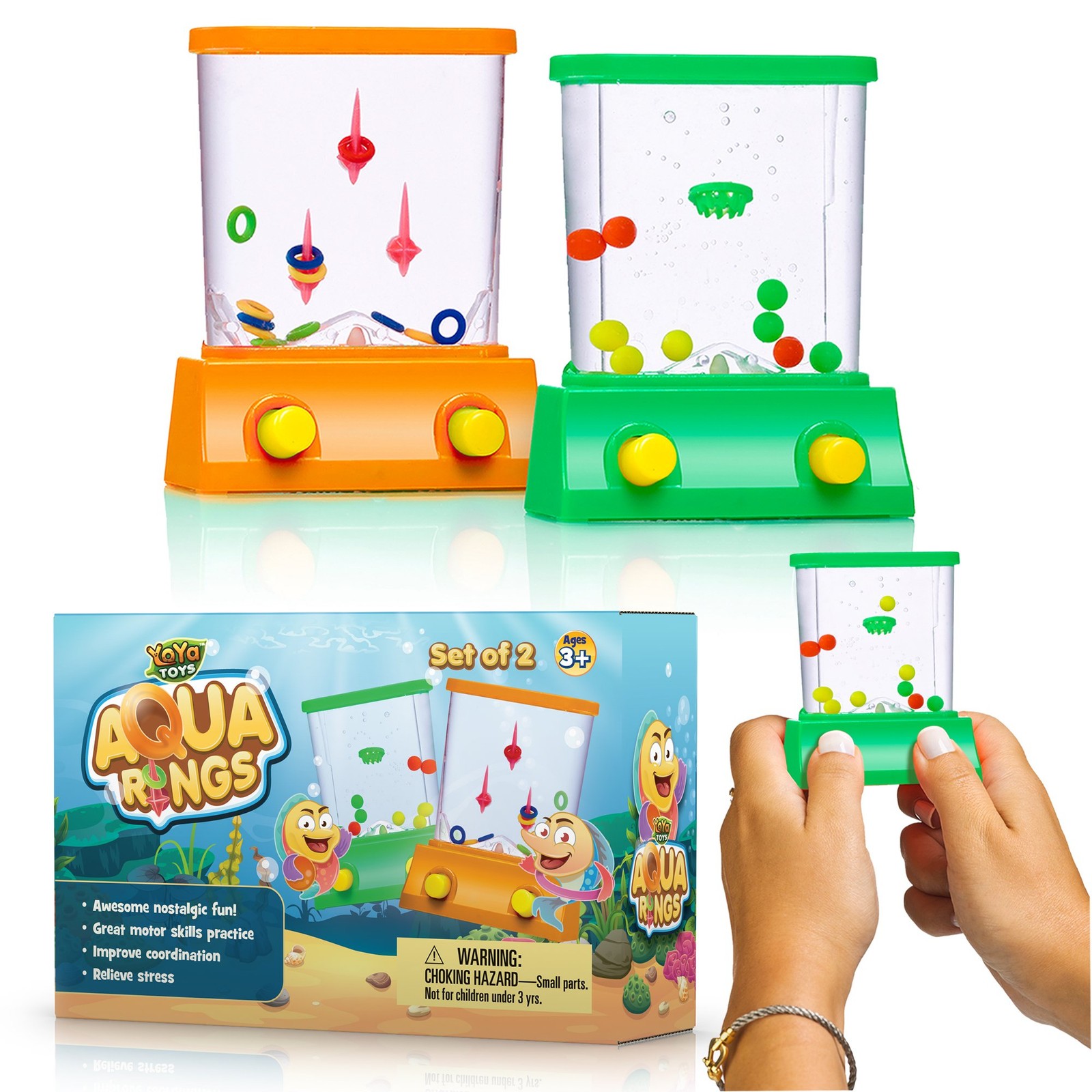 Yoya  Handheld Water Games - Fish Ring Toss And Basketball Aqua Arcade  _