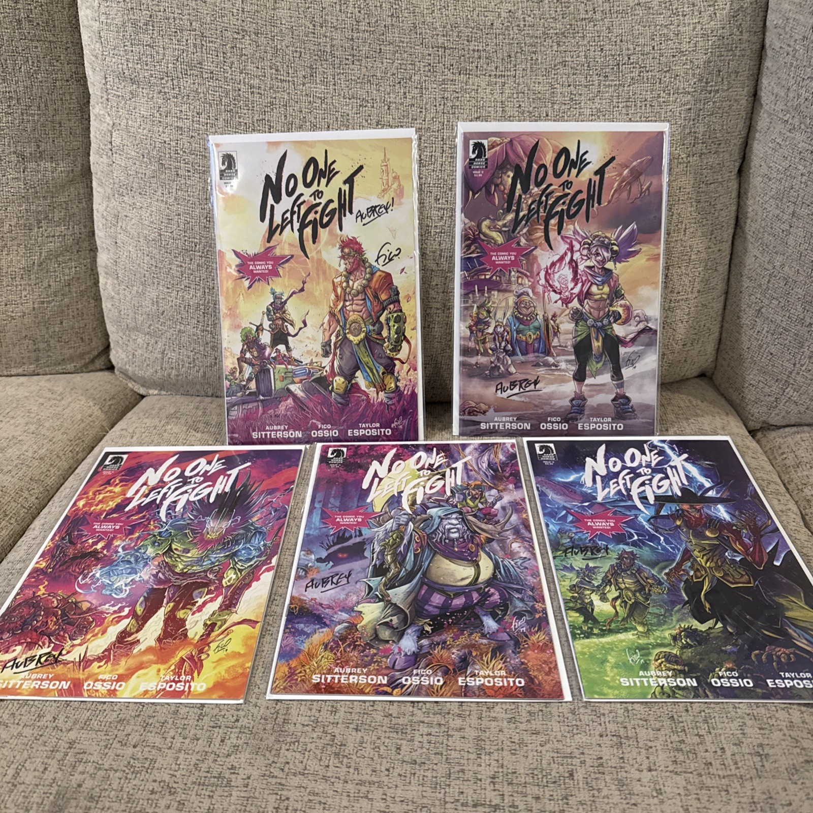 No One Left to Fight #1–5  Set Dark Horse w/Aubrey (1-5) & Fico (1) Autographs