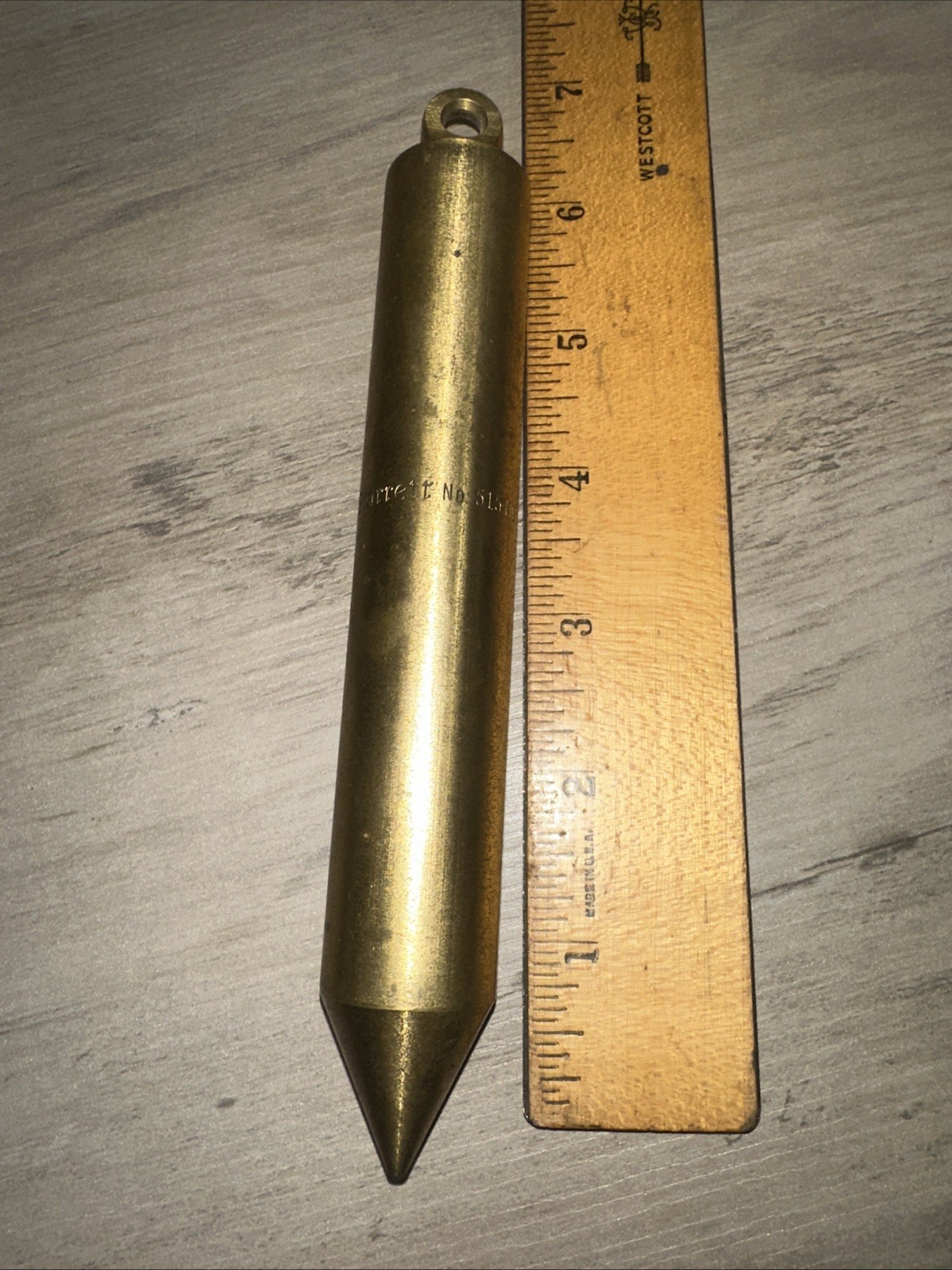 Vintage L.S. Starrett Brass Oil Gaging Plumb Bob no. 515MD