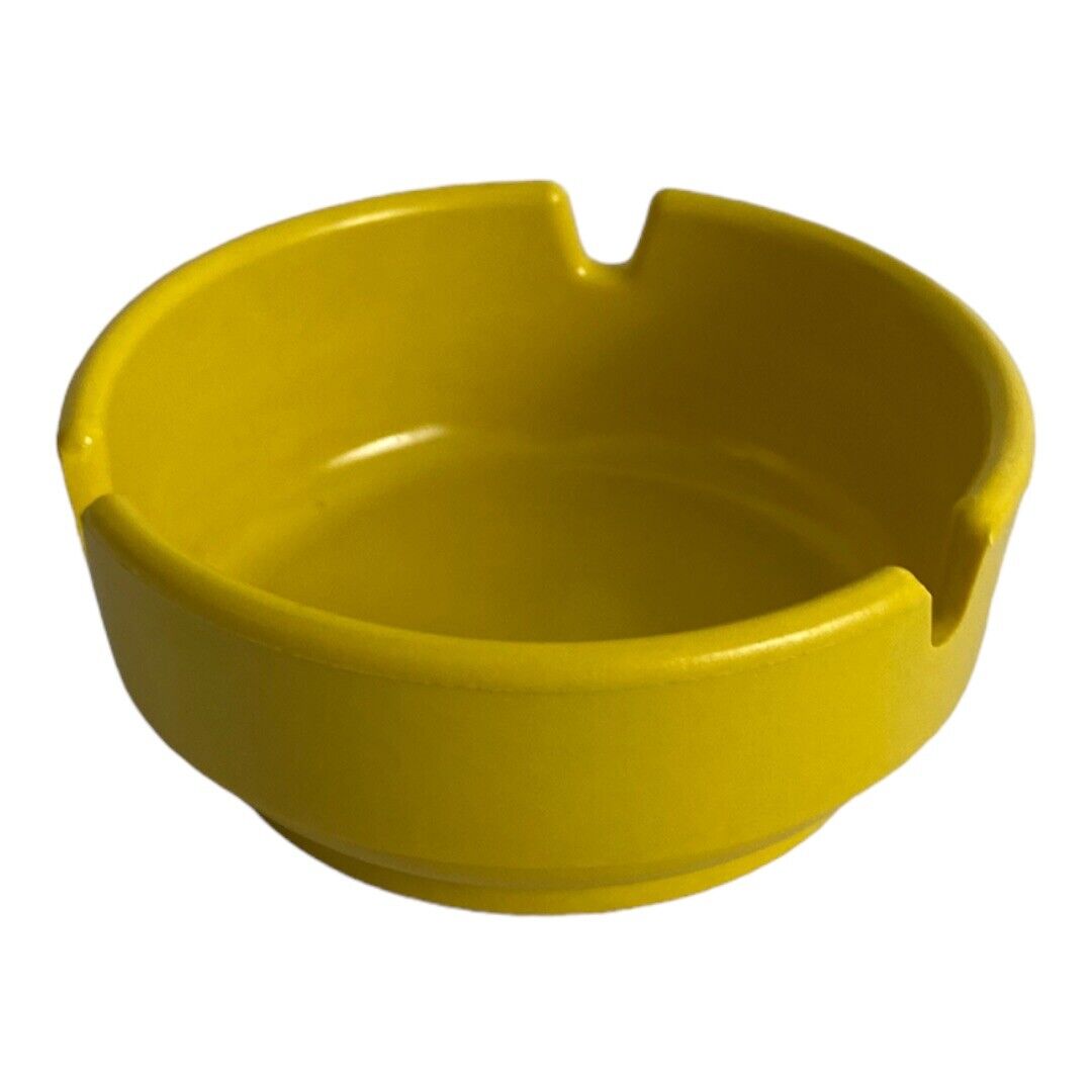 Vintage GES-LINE 301 Plastic Ashtray Yellow Made In USA  3 x 3 in
