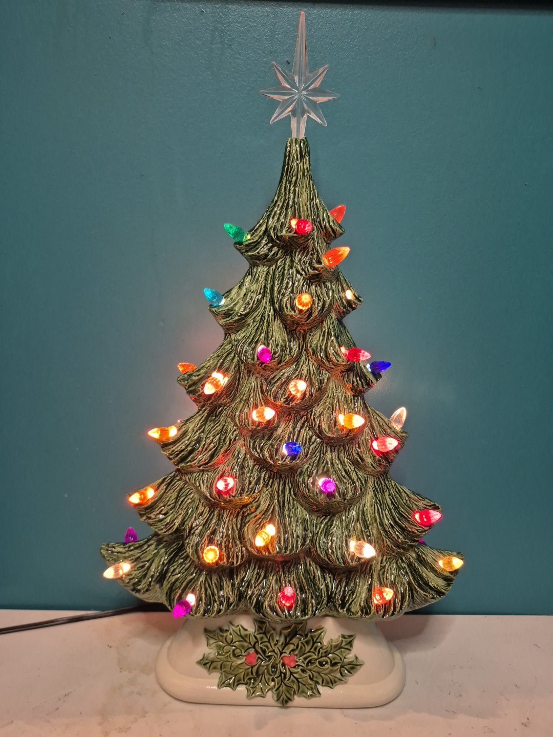 NEW CERAMIC CHRISTMAS MANTLE TREE 18 inch Handmade ELECTRIC vtg mold NEW CERAMIC CHRISTMAS MANTLE TREE 18 inch Handmade ELECTRIC vtg mold