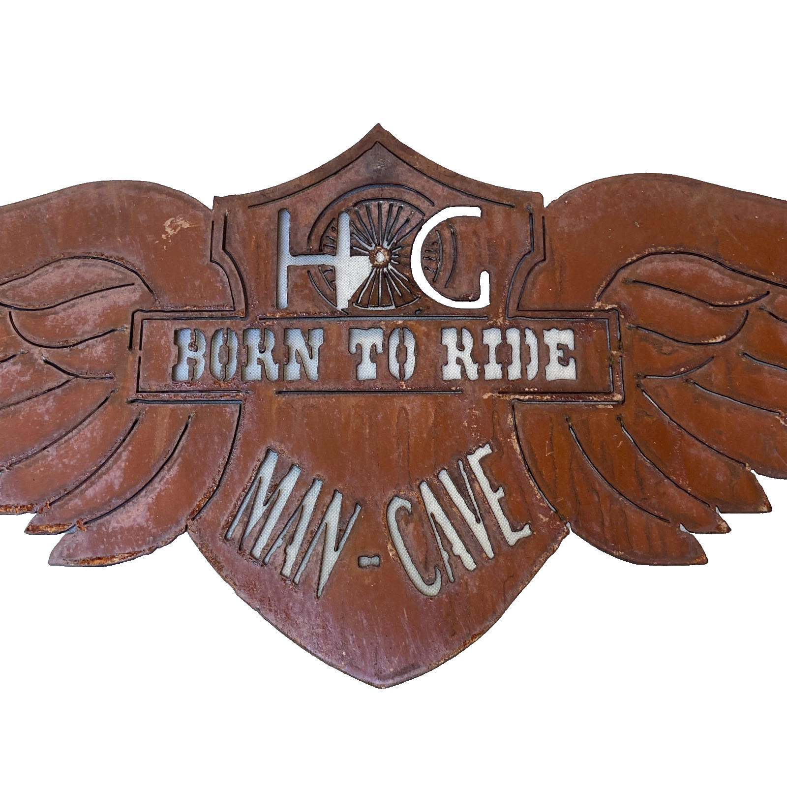 Harley-Davidson Rustic Metal Steel Sign HOG Born to Ride Man Cave Wings 36