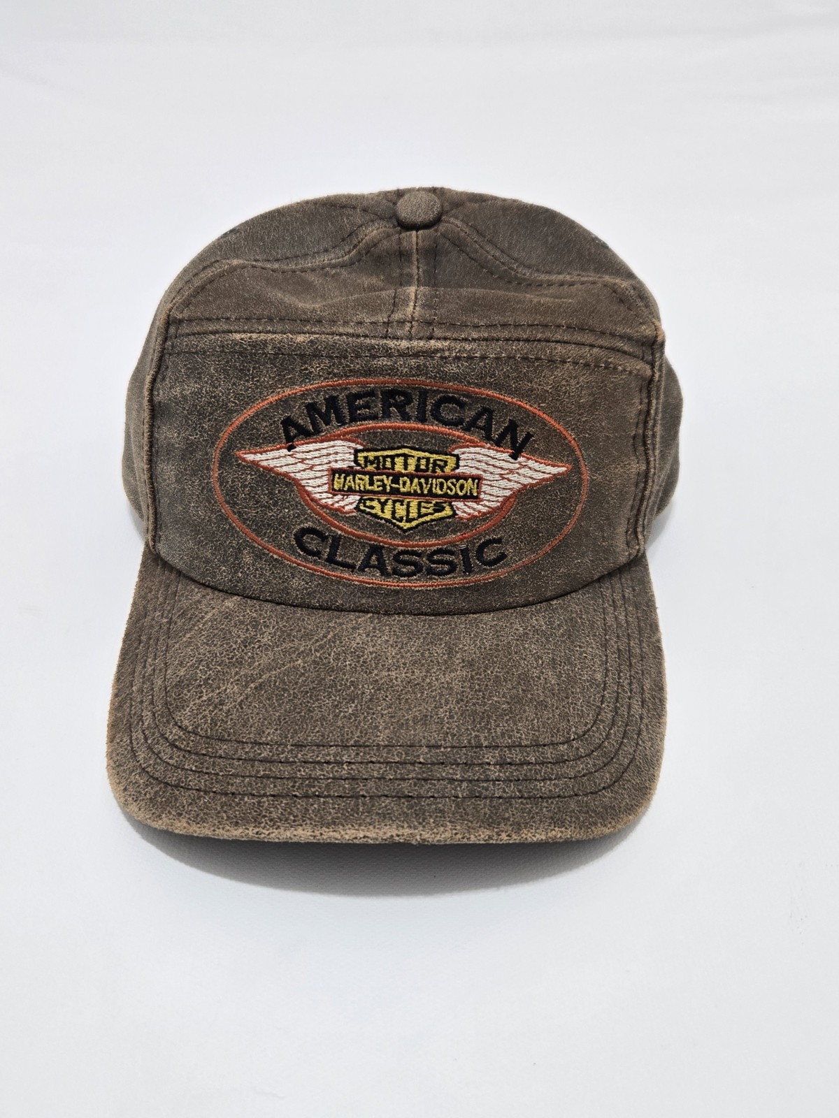 Vintage Harley Davidson Genuine Leather Hat Cap Made In USA American Classic...
