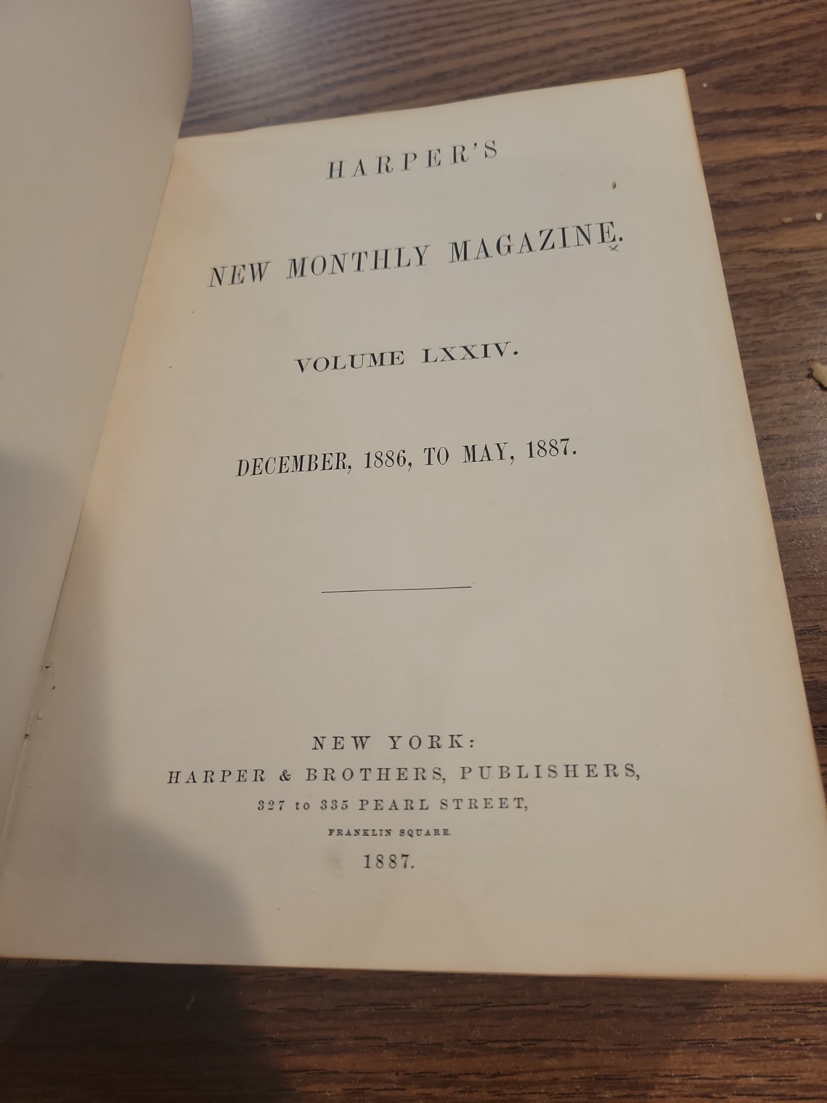 Harper’s Monthly Magazine December 1886-May 1887 Book. 