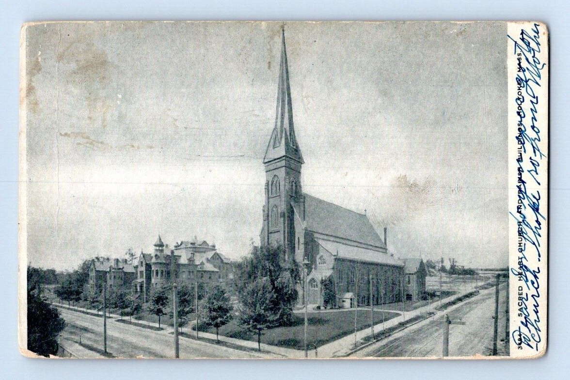 1908. SACRED HEART CHURCH. HOLYOKE, MASS. POSTCARD DM2