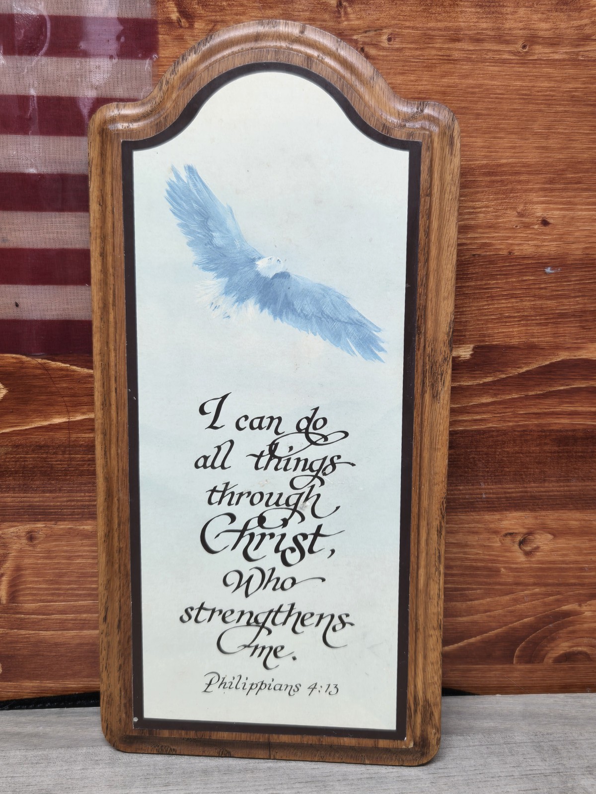 Vtg 70\'s Bible Verse Wall Plaque I can do all things through Christ- Phil. 4:13 