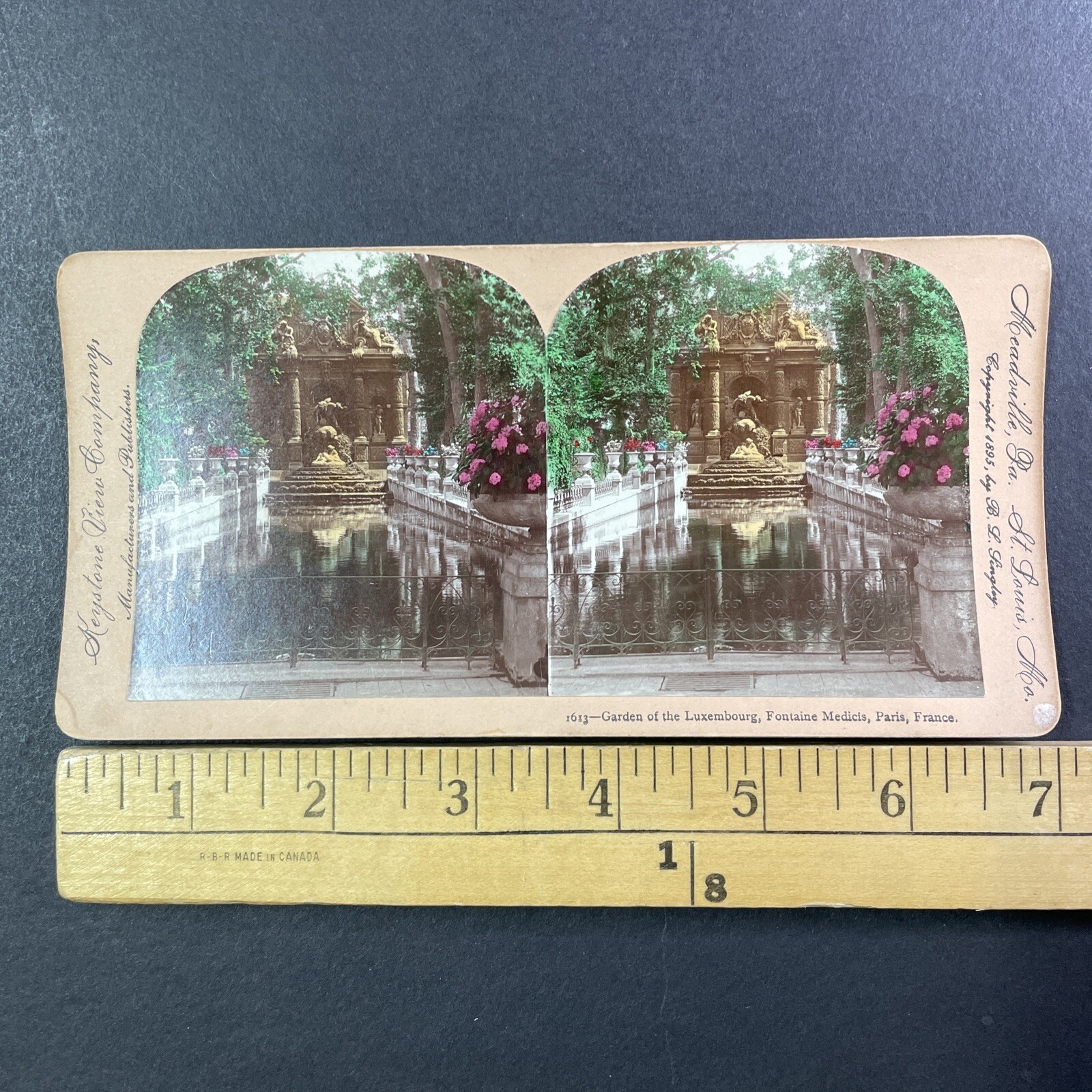 Medici Fountain Luxembourg Garden Paris Stereoview Keystone View Co. 1895 Curved