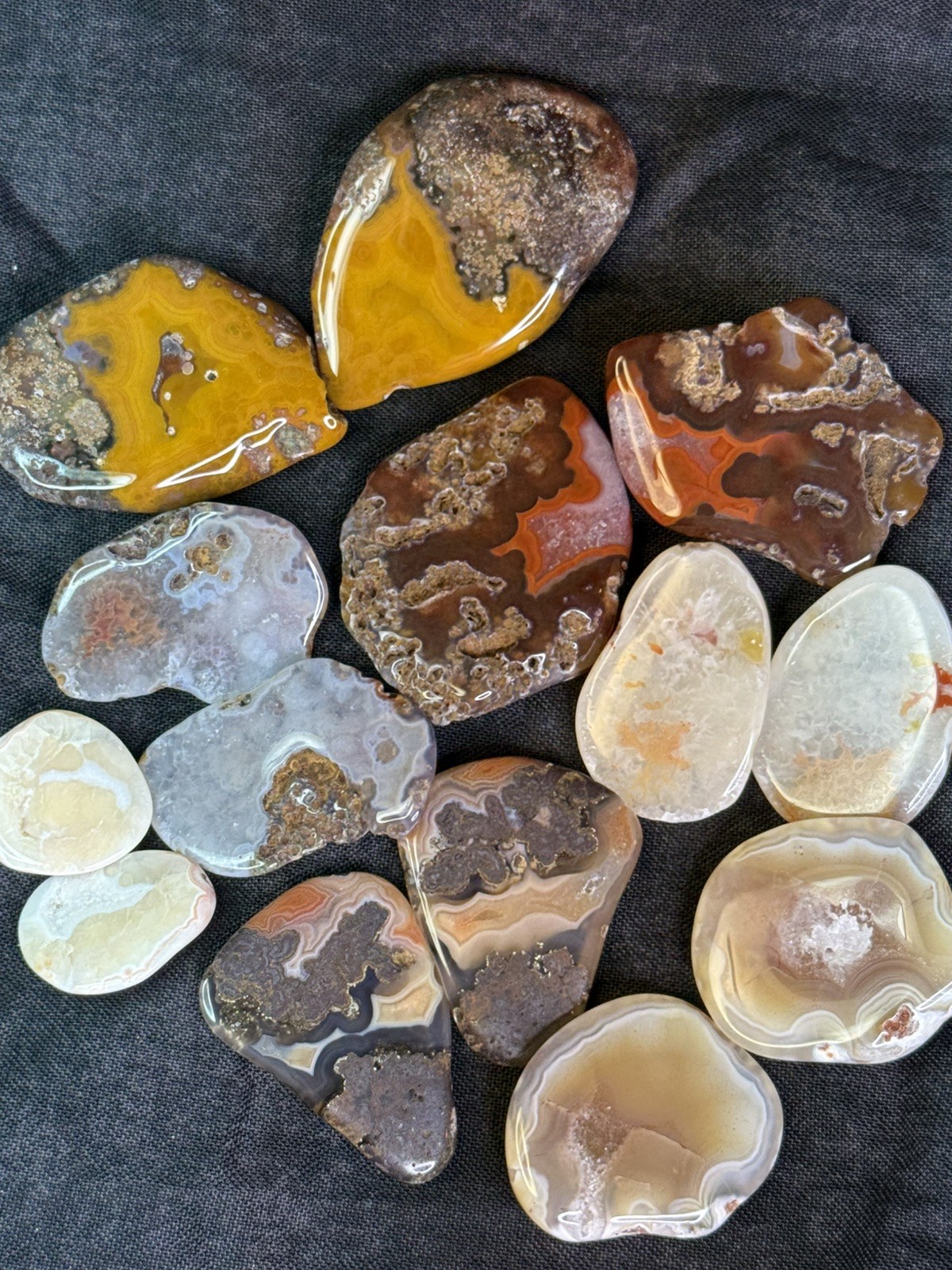 7pair Malawi Alimajo Agates, video, polished, display/collection/gift. 161.37 gr