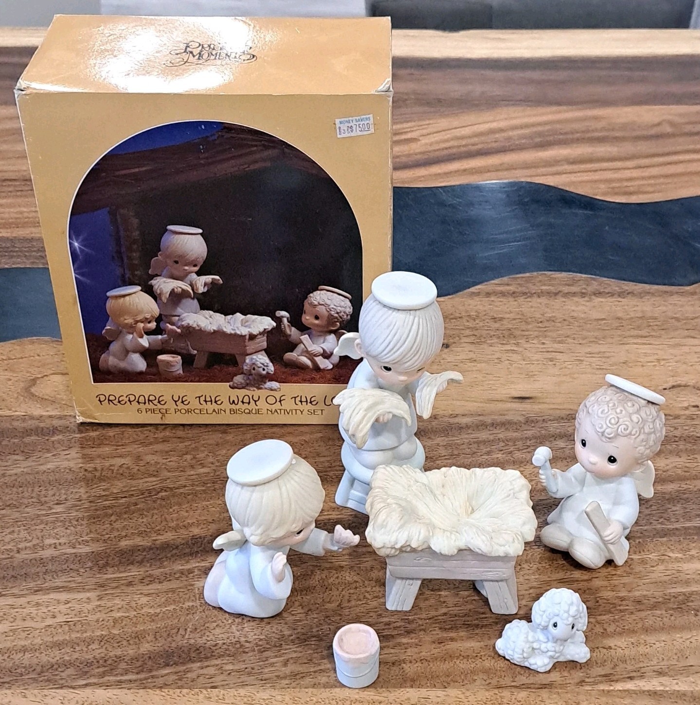 Vtg SAMPLE Set Precious Moments E0508 Prepare Ye The Way Of The Lord Nativity