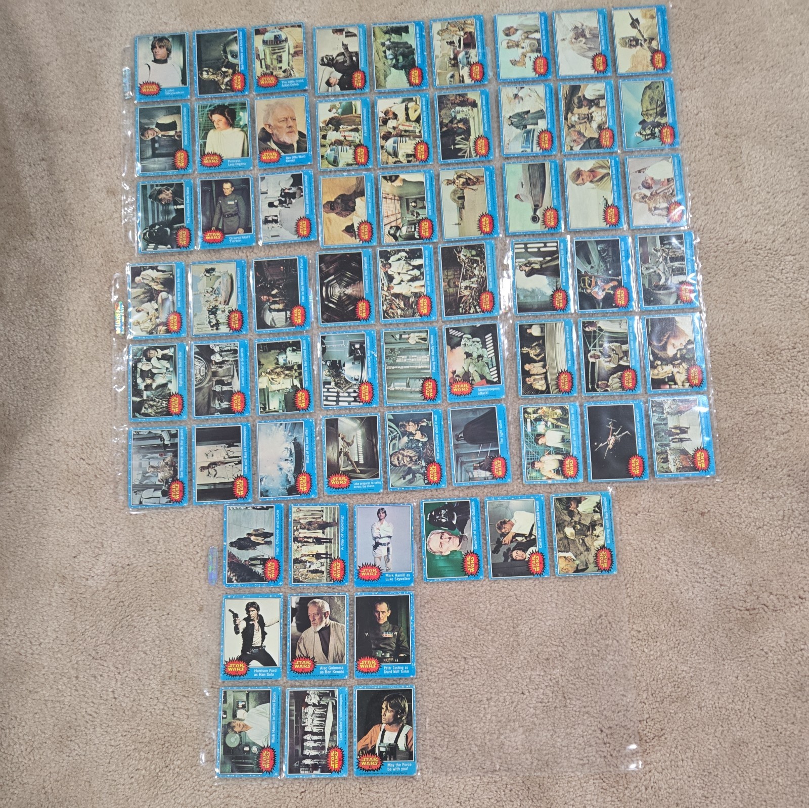 1977 Topps Star Wars Blue Series 1 Complete 1-66 Card Set VG-EX TO EX-NM Luke
