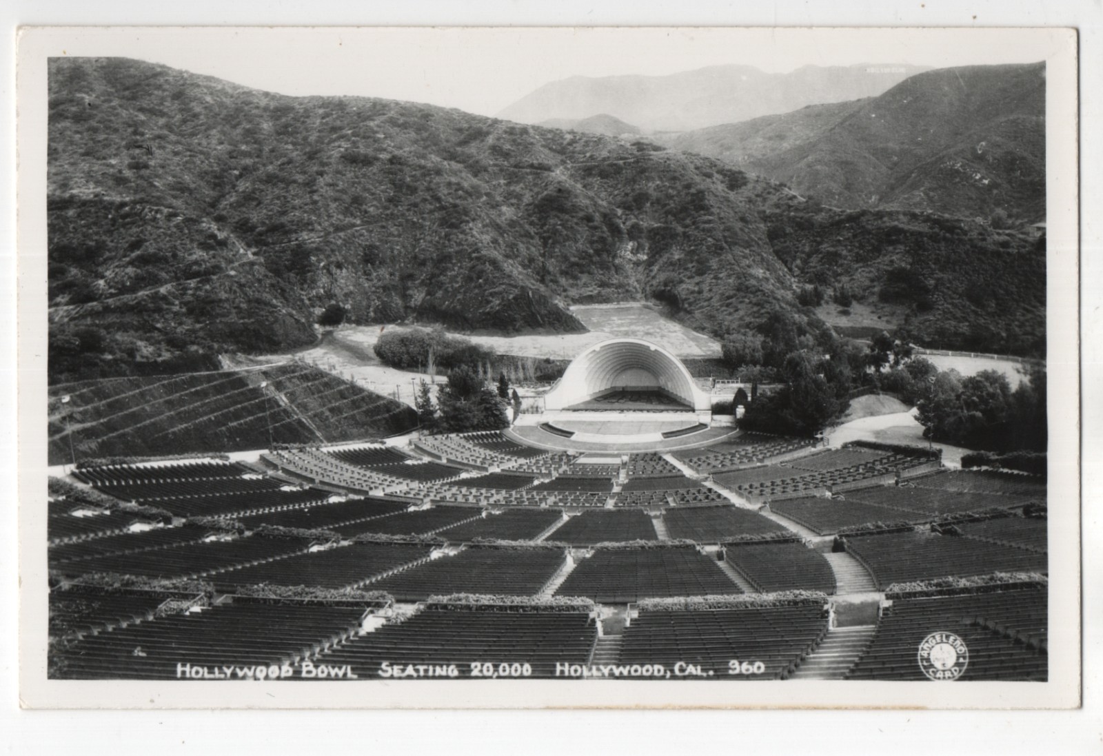 Hollywood Bowl Seating 20,000 Hollywood CA c1940s RPPC Postcard