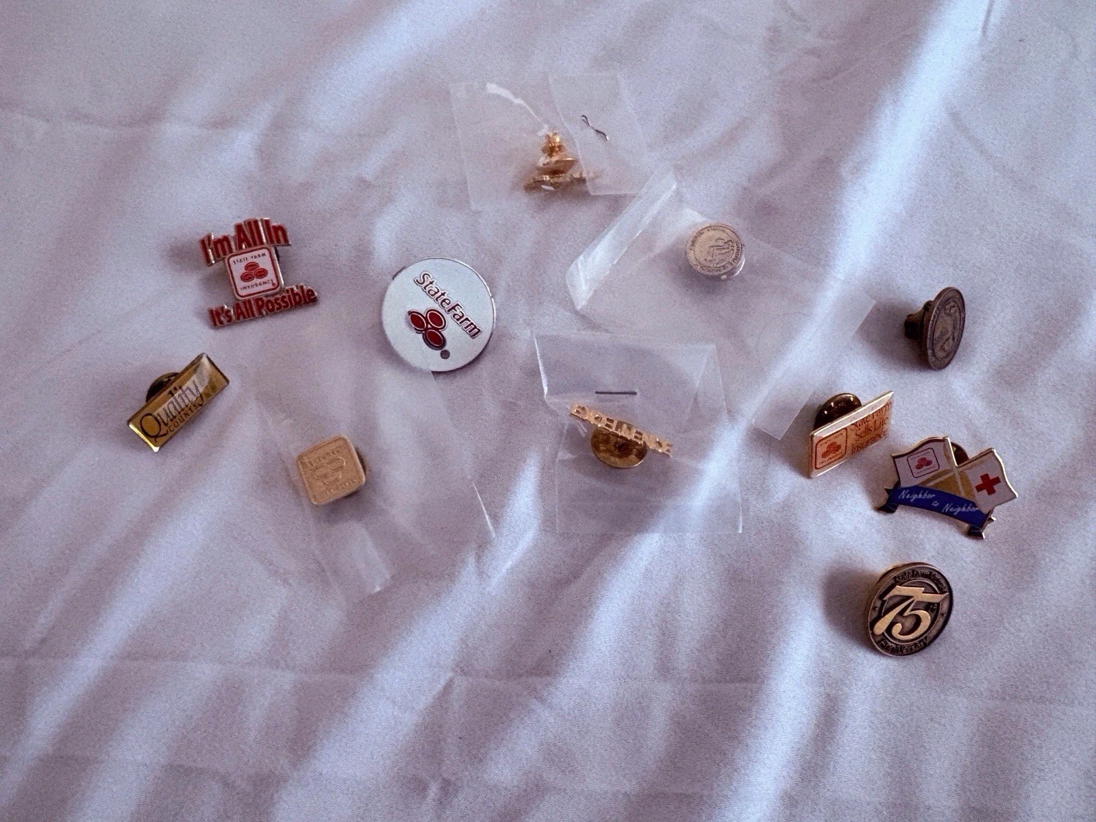 Lot Of 11 Vintage State Farm Lapel Pins Anniversary Quality Red Cross California