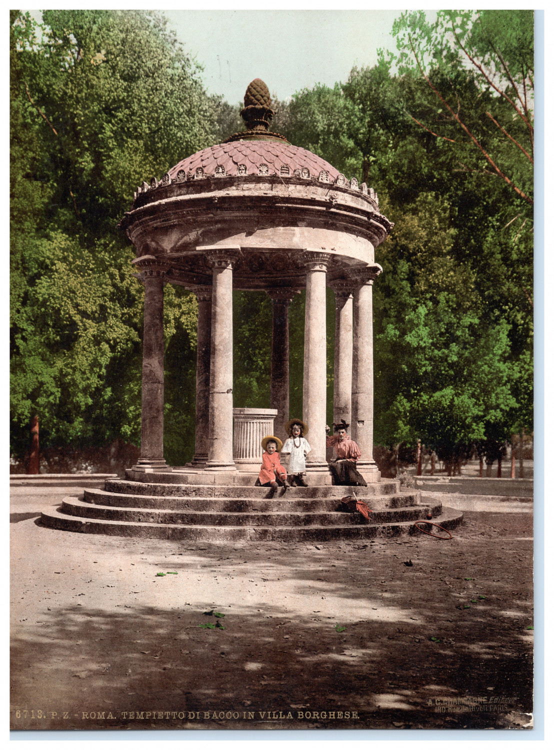 Italy, Rome, Temple of Bacchus in Villa Borghese photochromes, vintage phot