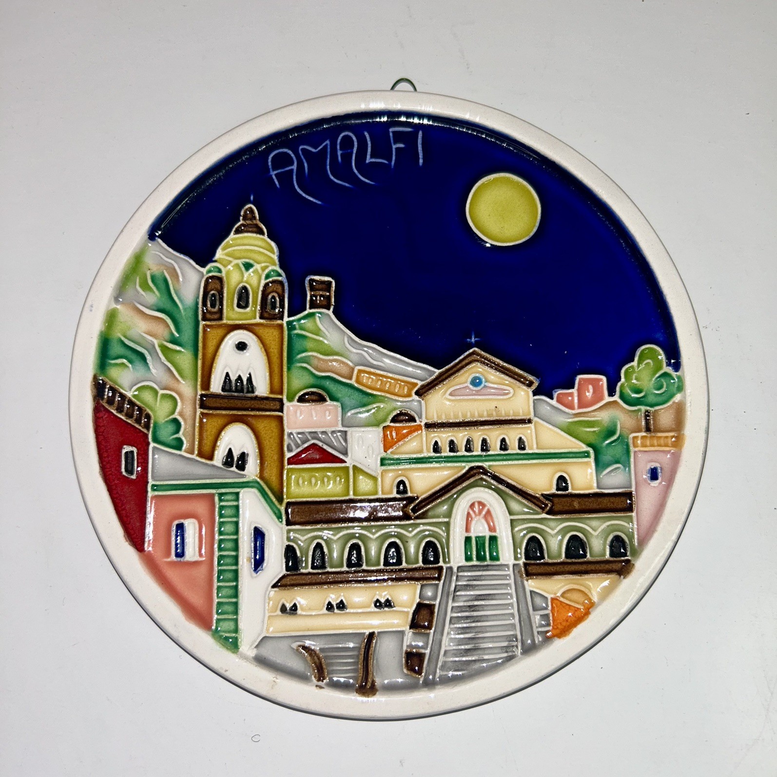 Vintage Creazioni Luciano Amalfi Ceramic Plate Relief Wall Art Souvenir Italy 6”